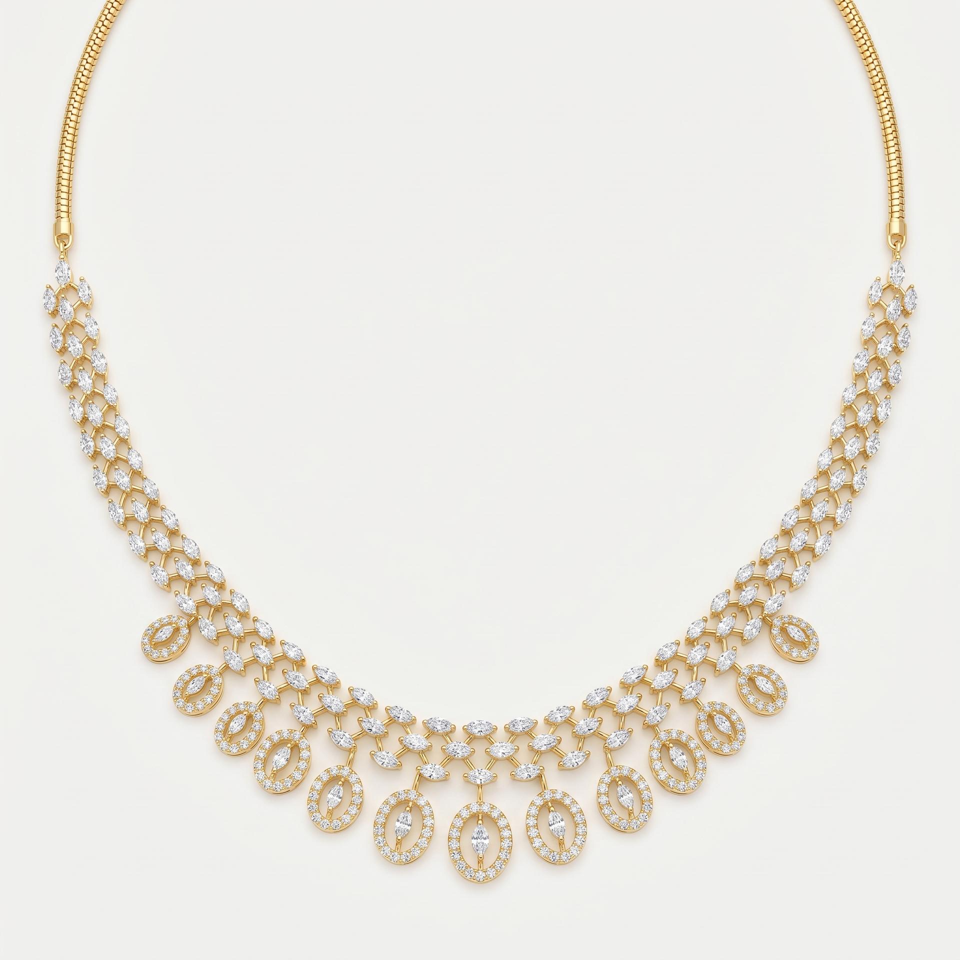 Marquise Diamond Wreath Fringe Necklace