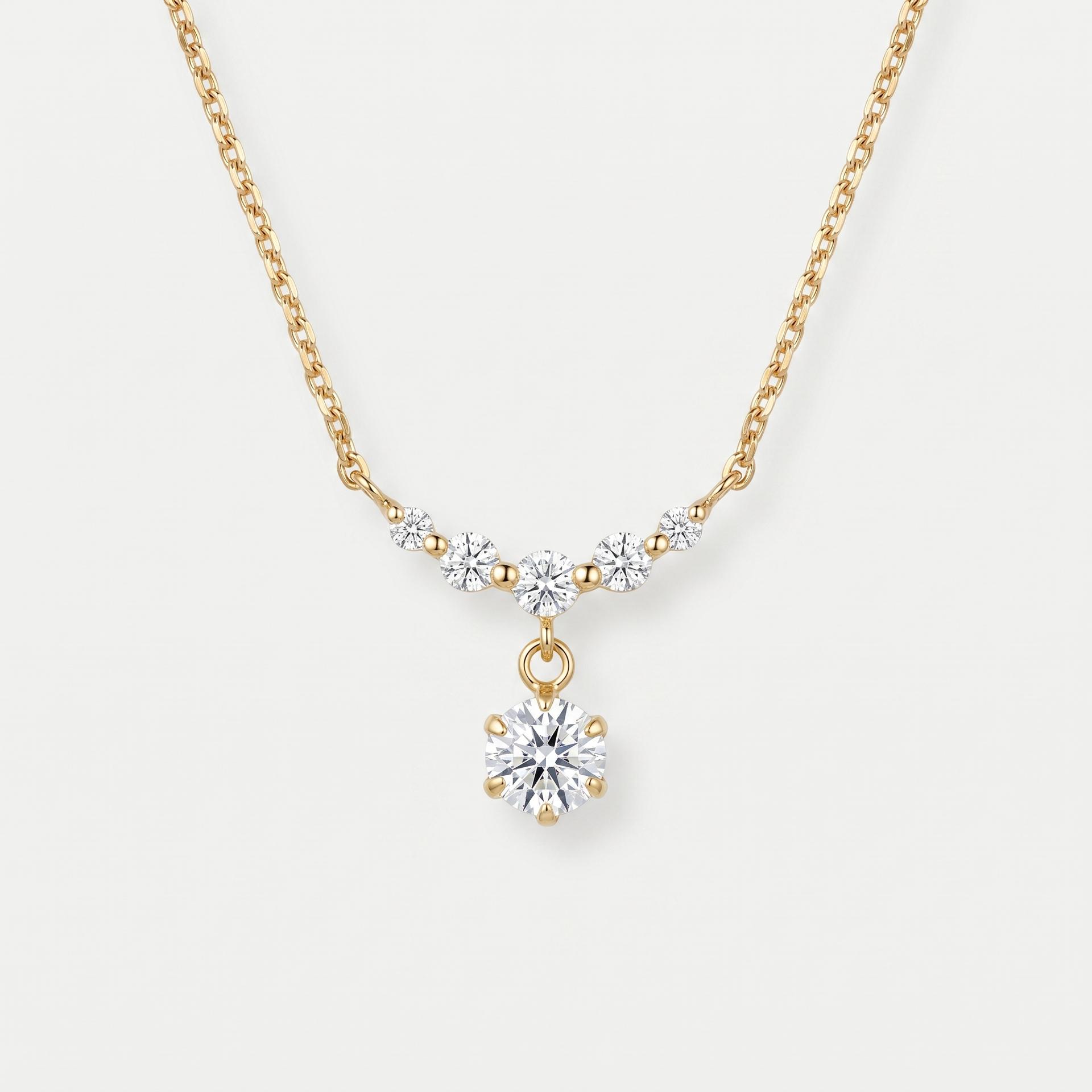 Graduated Diamond Station Drop Necklace