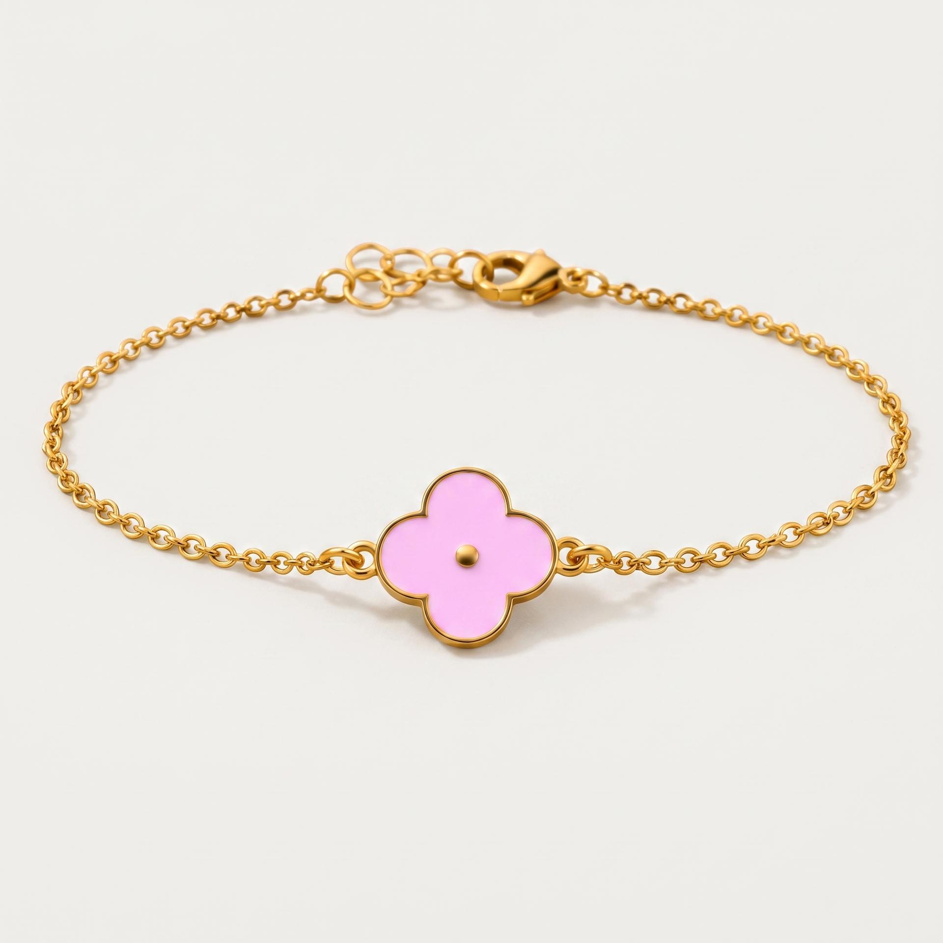 Lucky Clover — Enamel Clover Charm Chain Bracelet 1