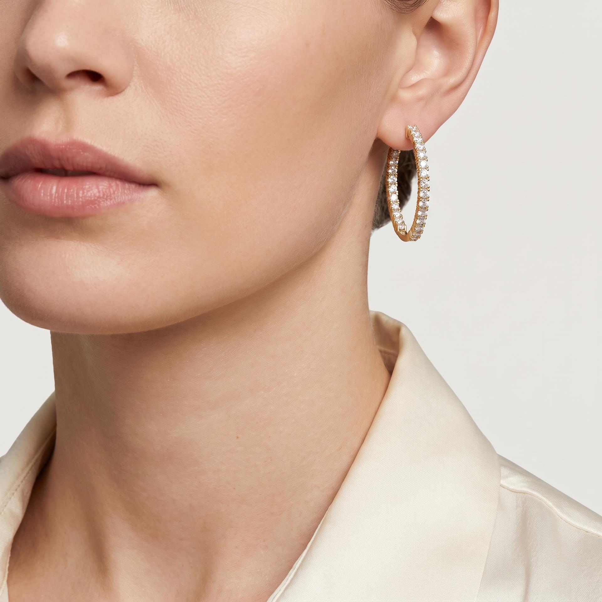 Round Diamond Continuous Hoop Earrings 2