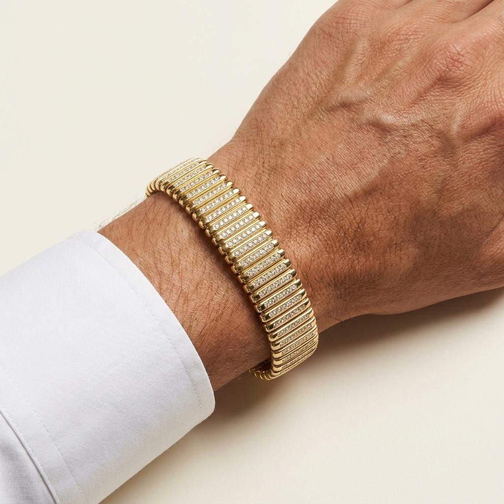 Liquid Light — Flexible Diamond Mesh Tennis Bracelet on model