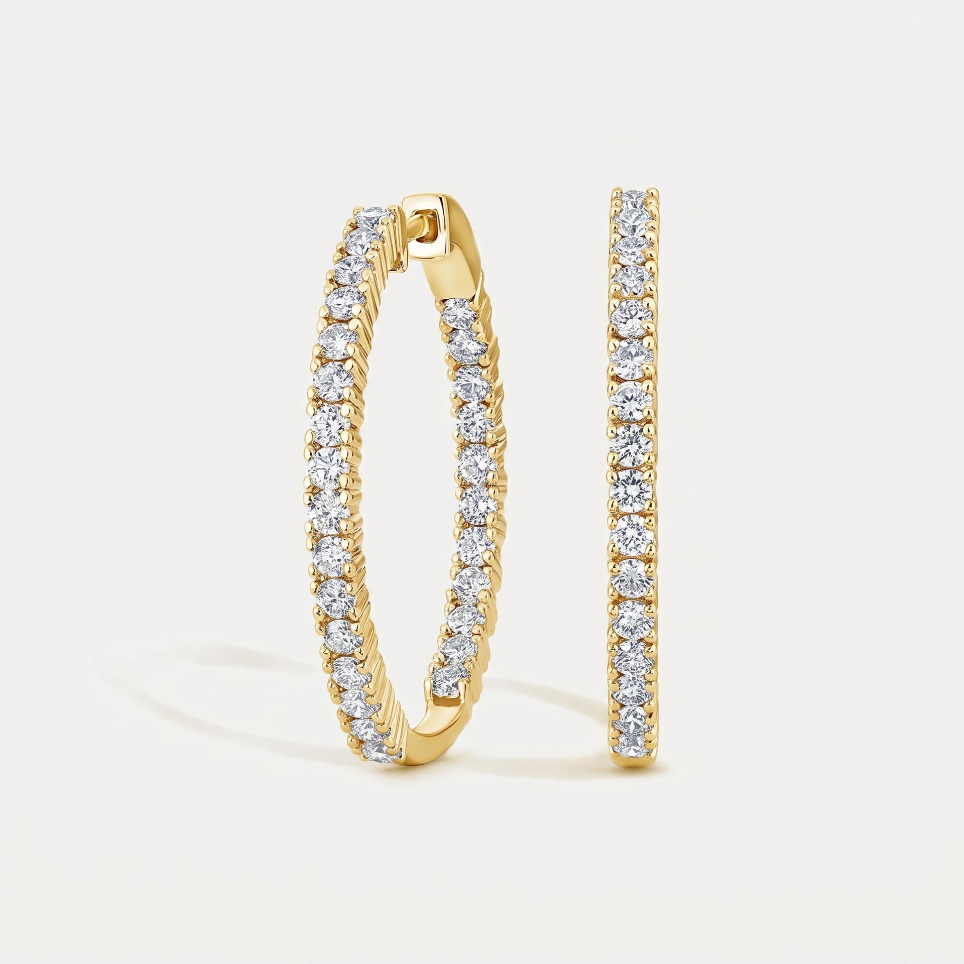 Round Diamond Continuous Hoop Earrings 1