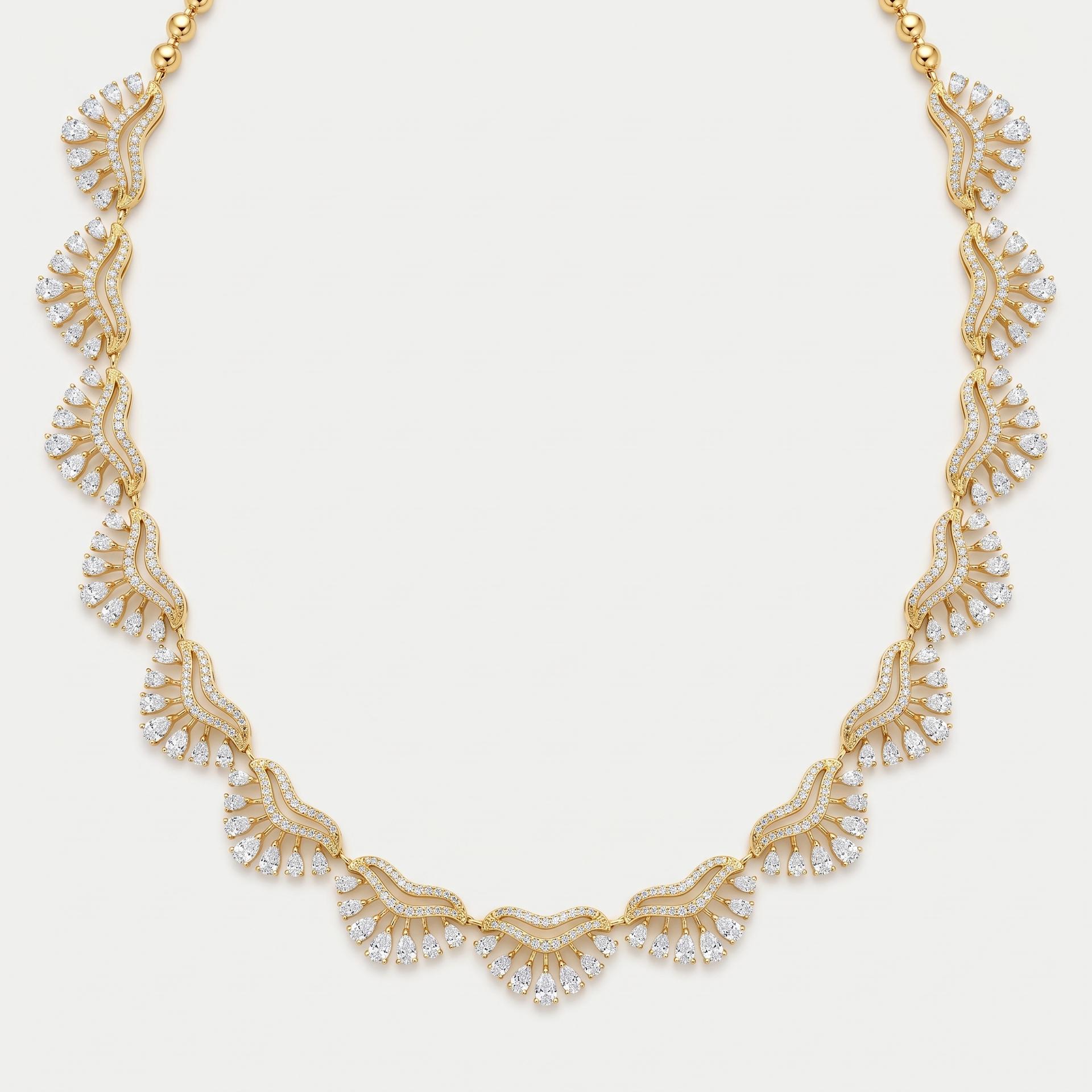 Marquise Diamond Fan Scallop Necklace