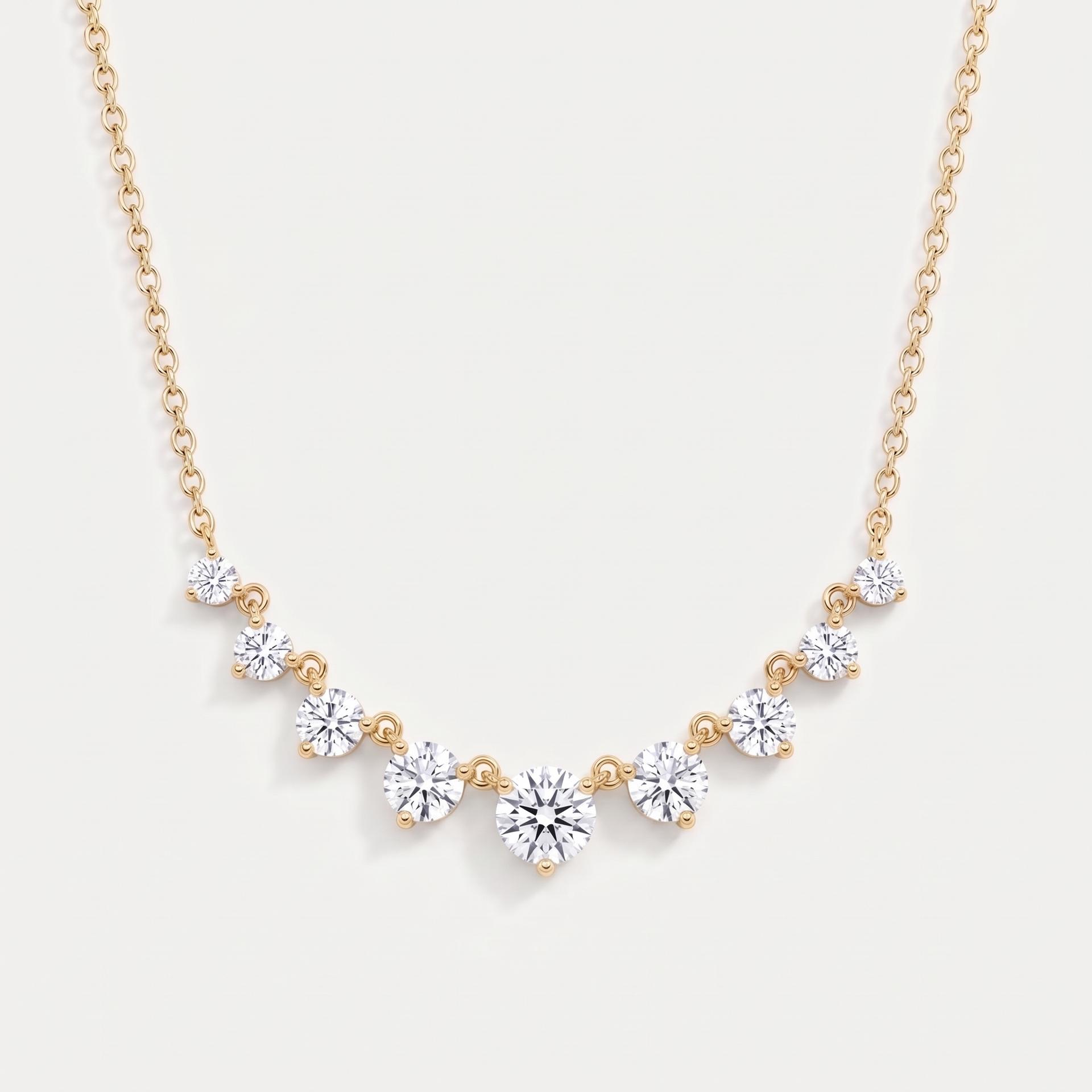 Classic Round Diamond Station Necklace