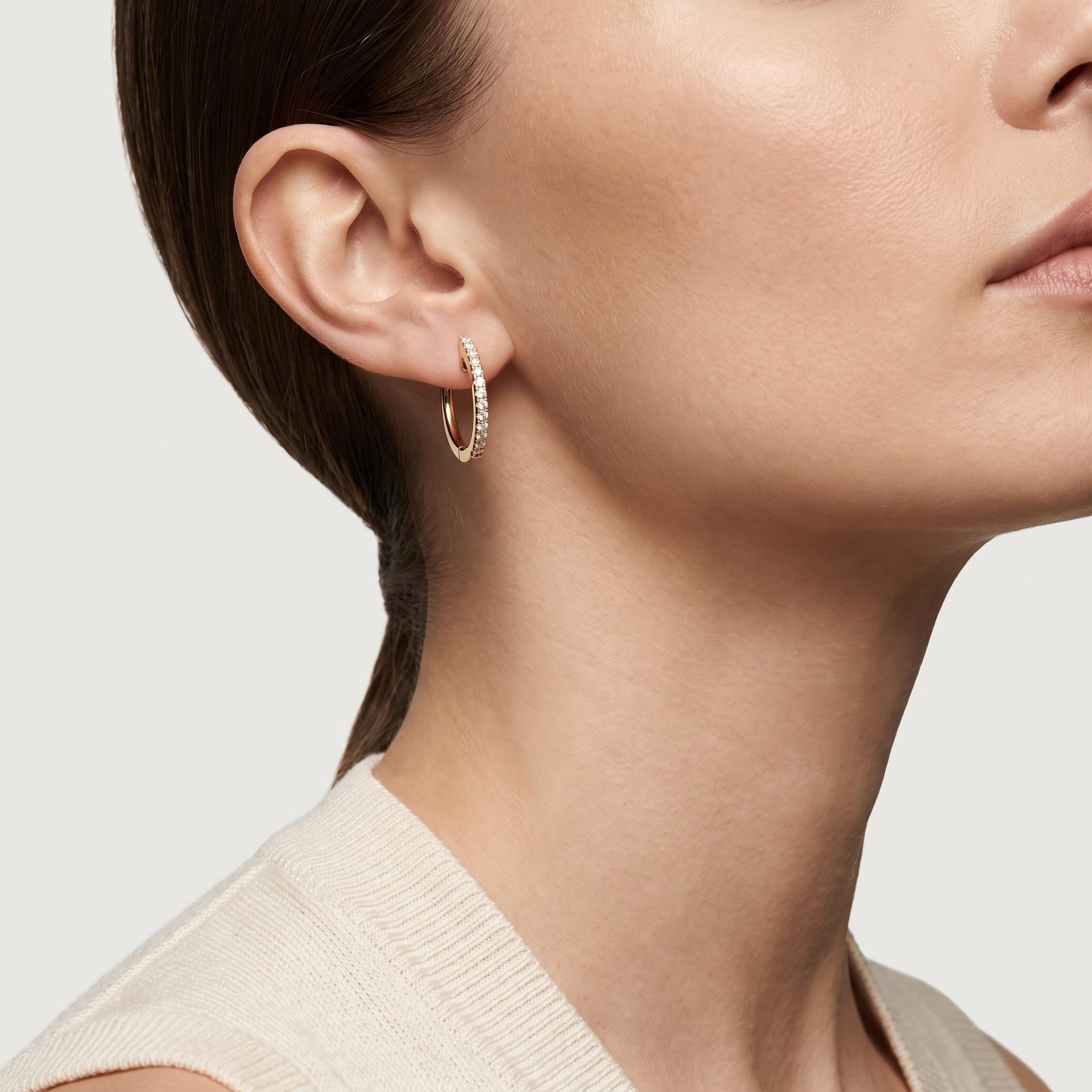 Round Diamond Petite Pavé Hoop Earrings 2