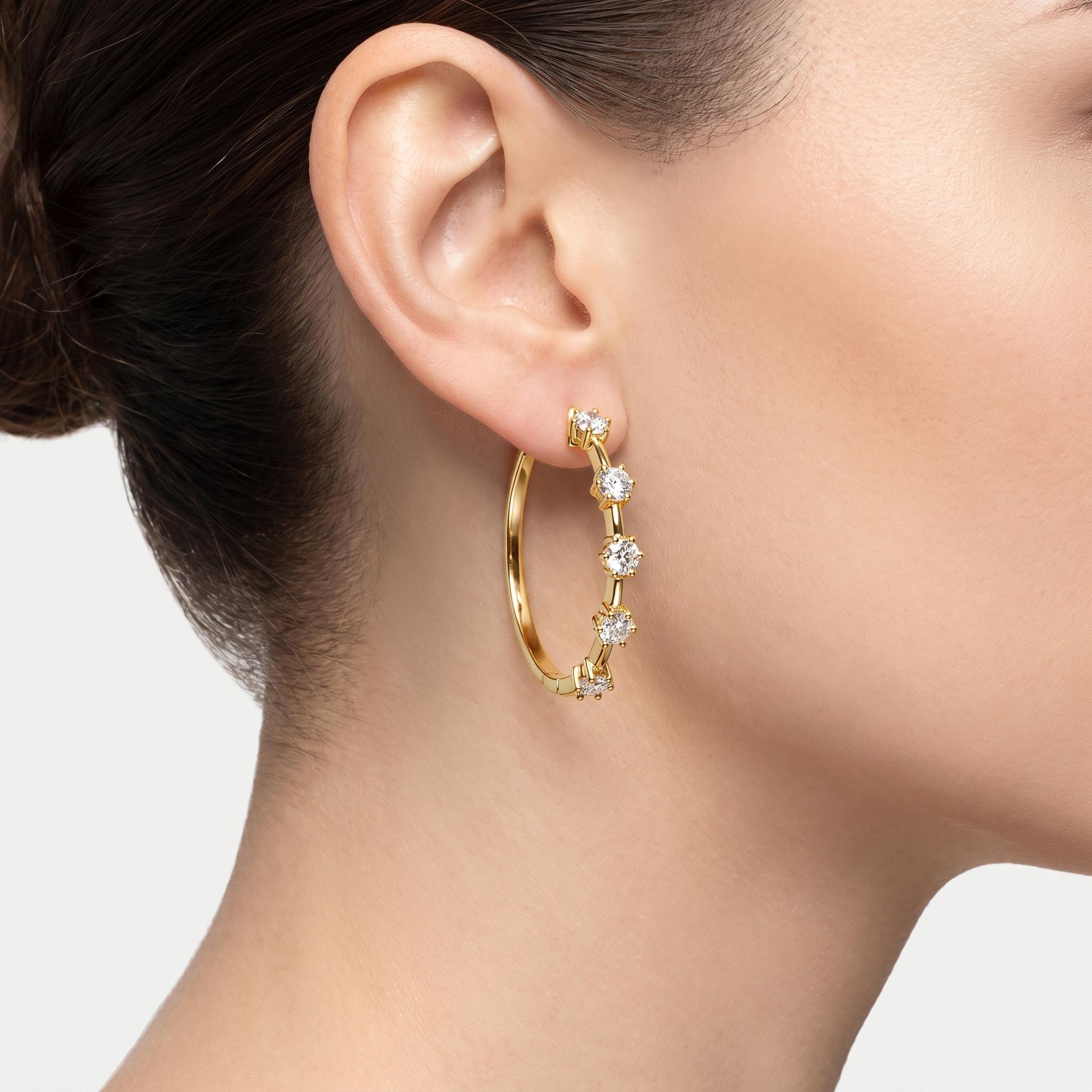 Classic Diamond Station Hoop Earring 3