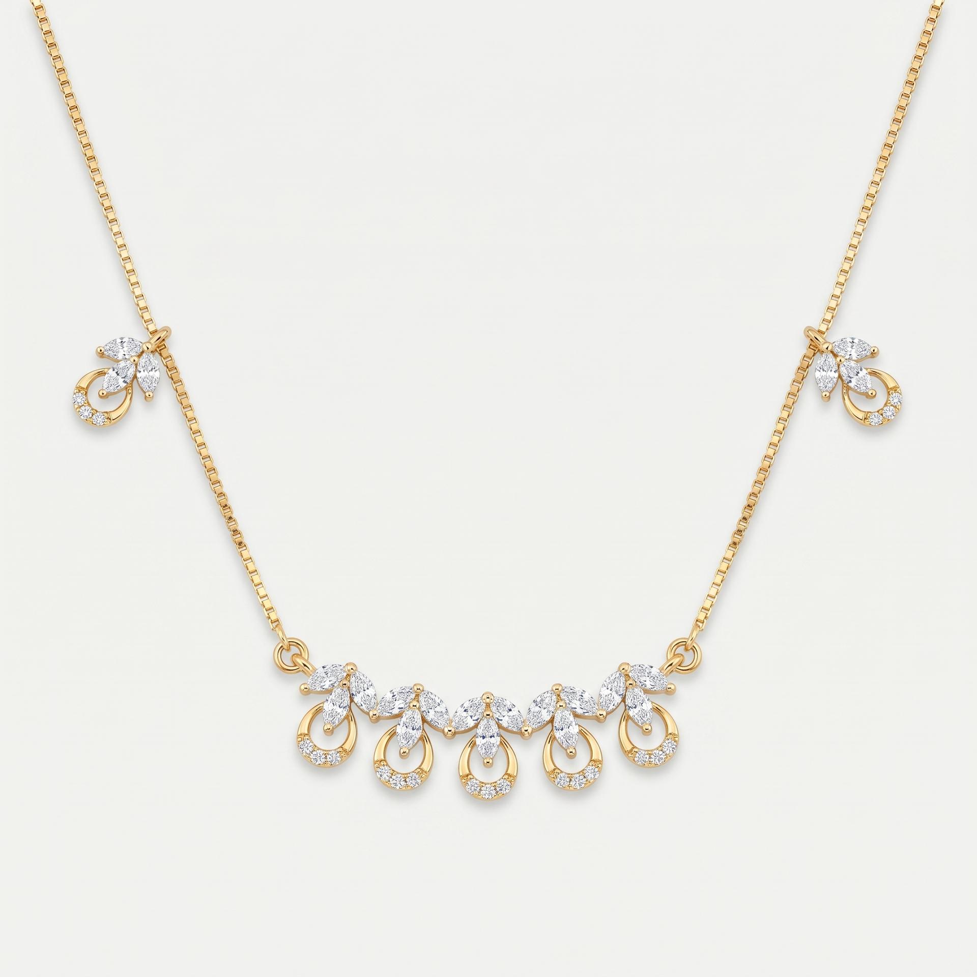 Marquise Diamond Fringe Bar Necklace