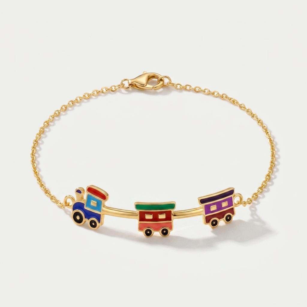 Little Express — Enamel Train Charm Chain Bracelet 1