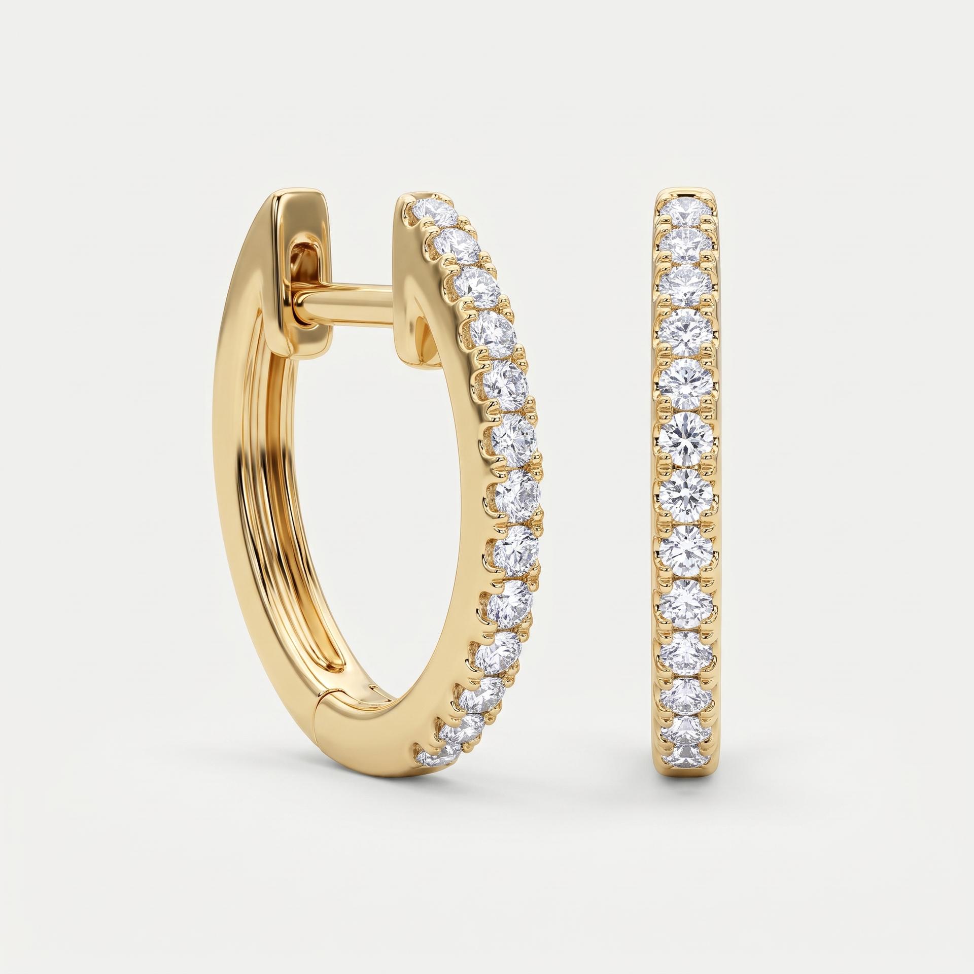 Round Diamond Petite Pavé Hoop Earrings 1