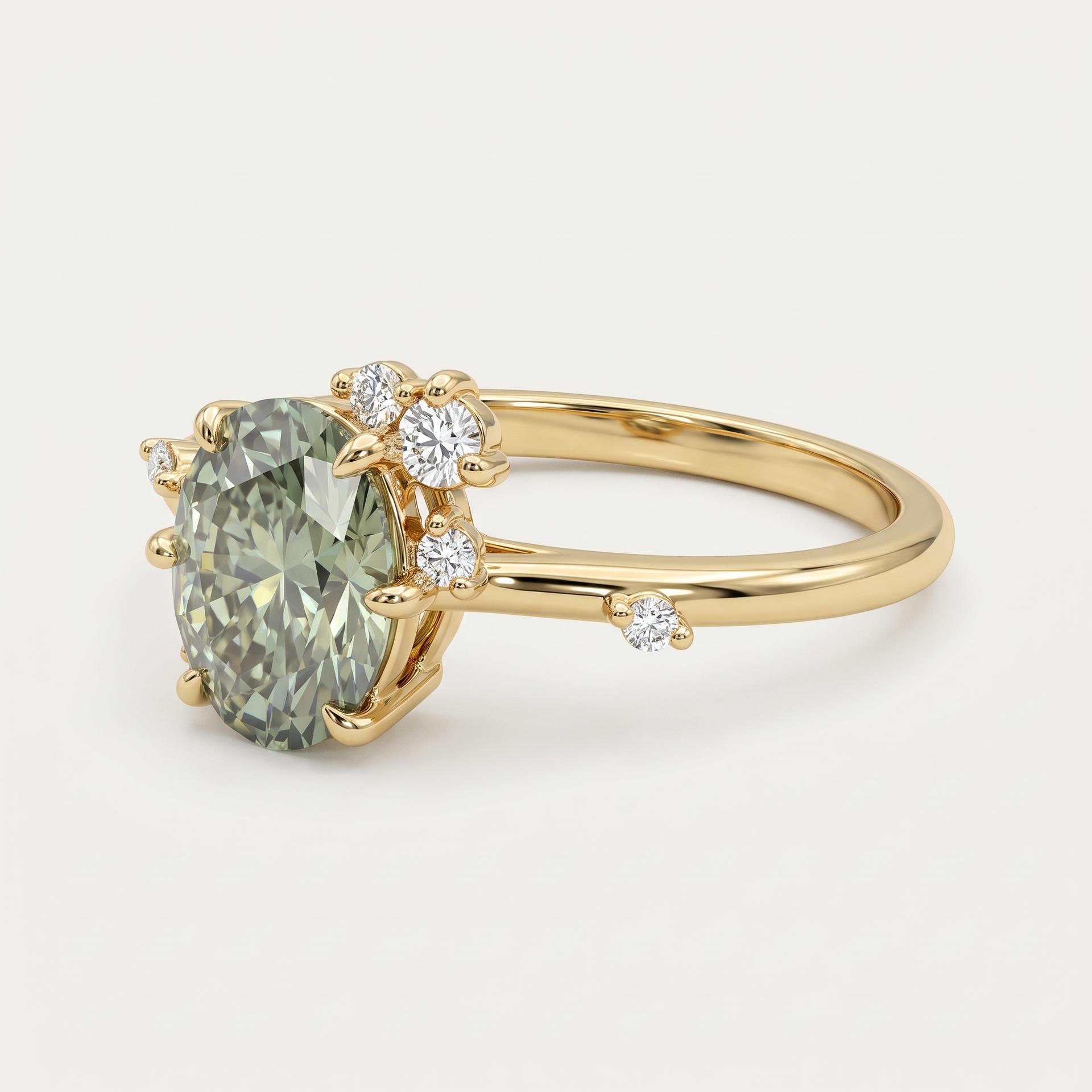 Oval Diamond Accent Ring on model