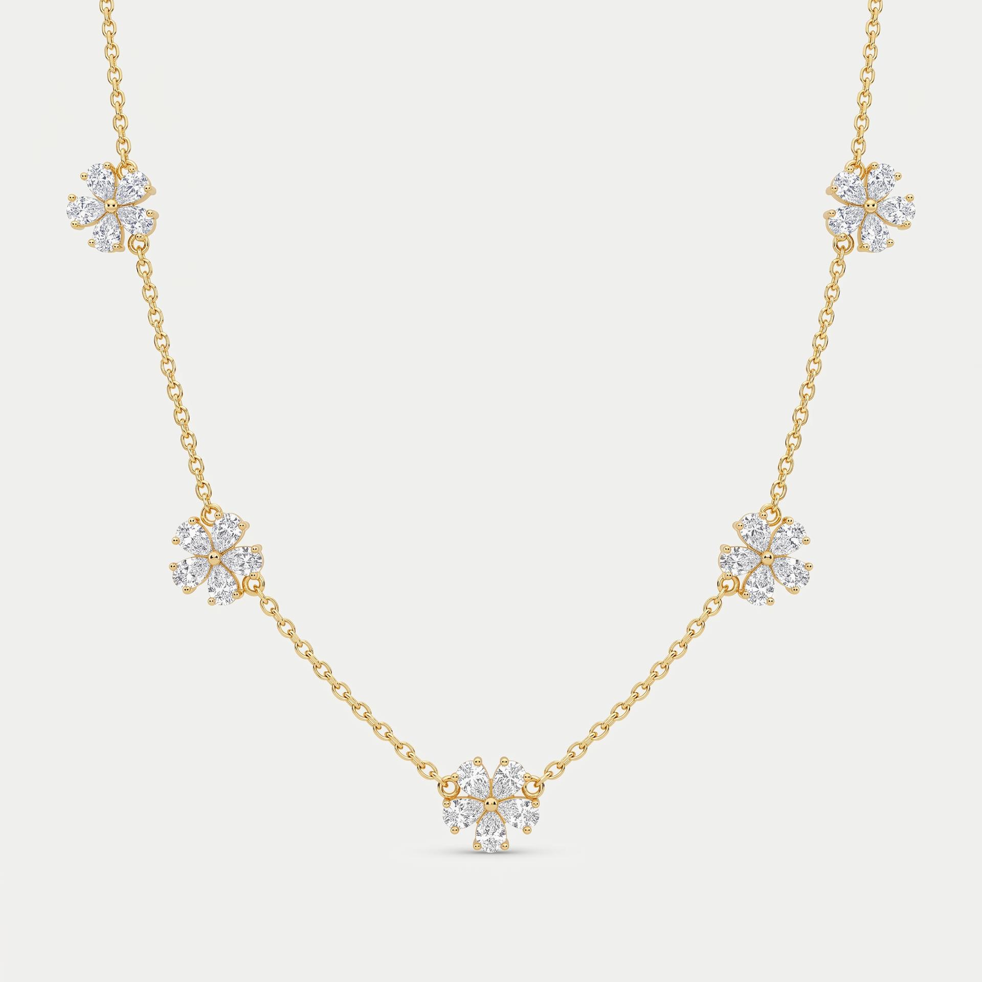 Marquise Diamond Clover Station Necklace