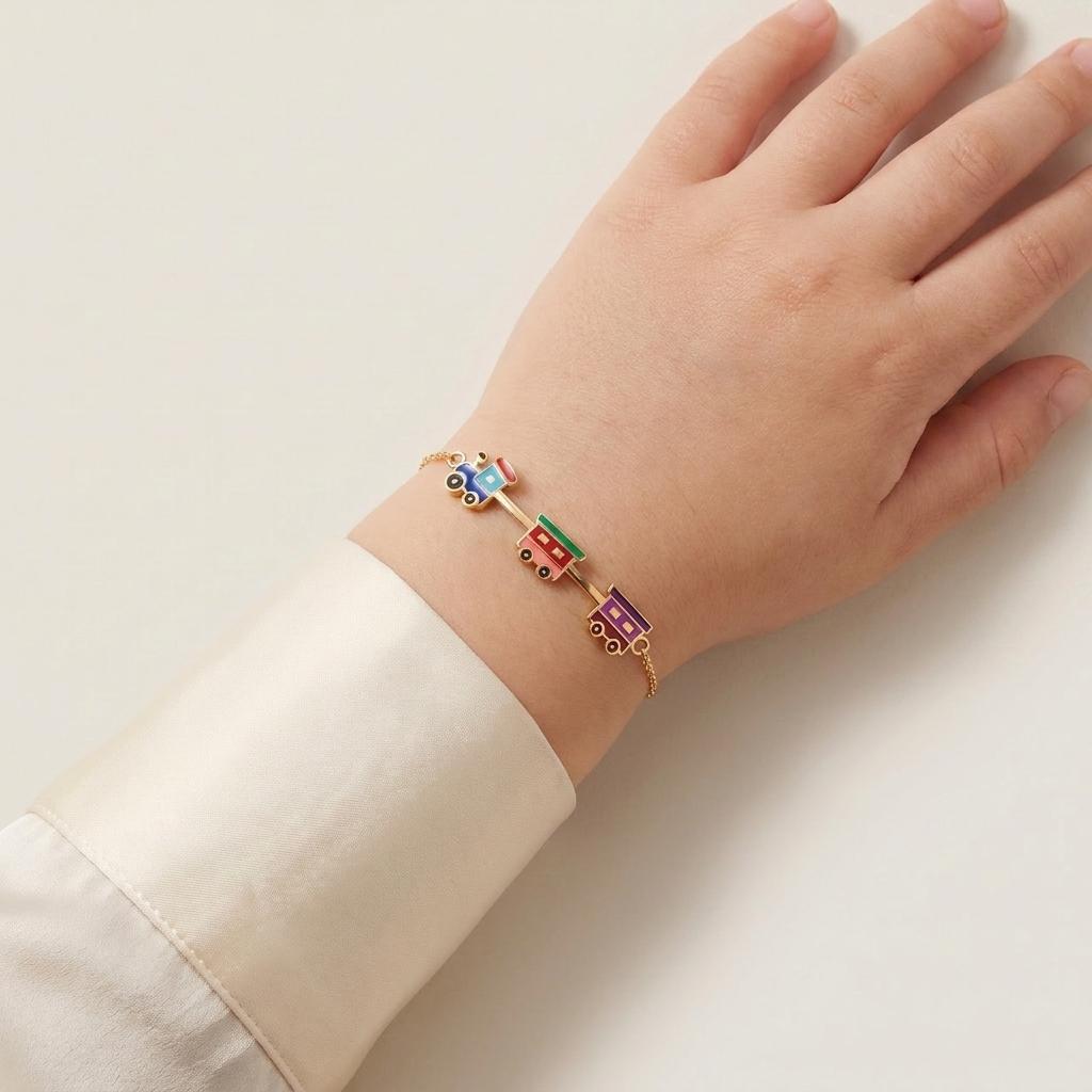 Little Express — Enamel Train Charm Chain Bracelet 2
