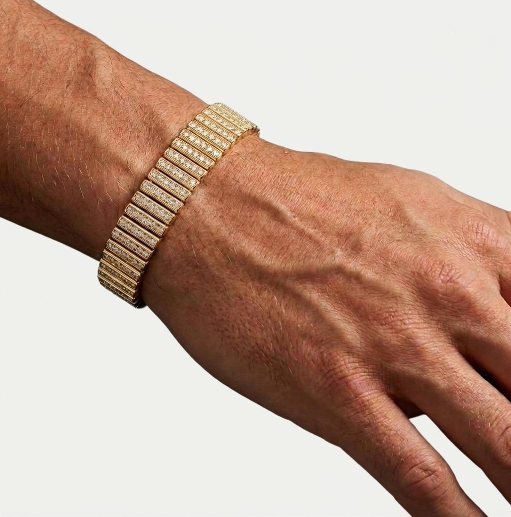 Liquid Light — Flexible Diamond Mesh Tennis Bracelet on model