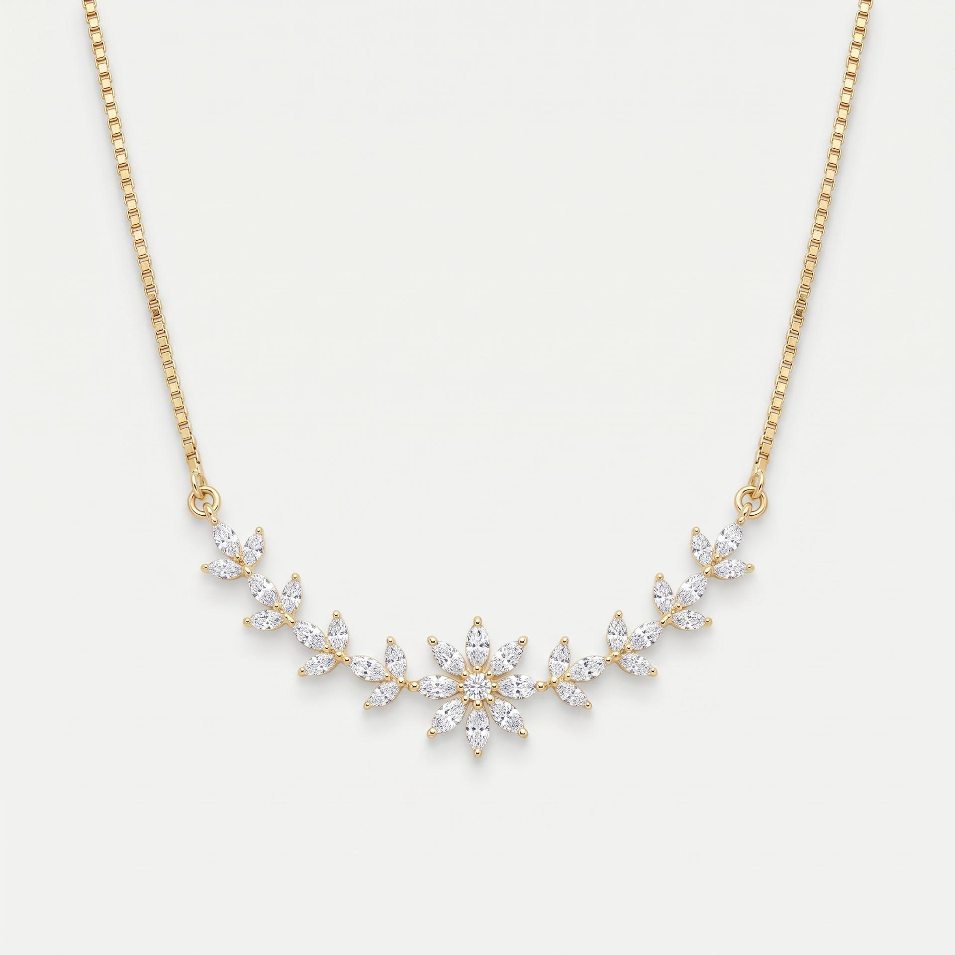 Marquise Diamond Triple Blossom Necklace