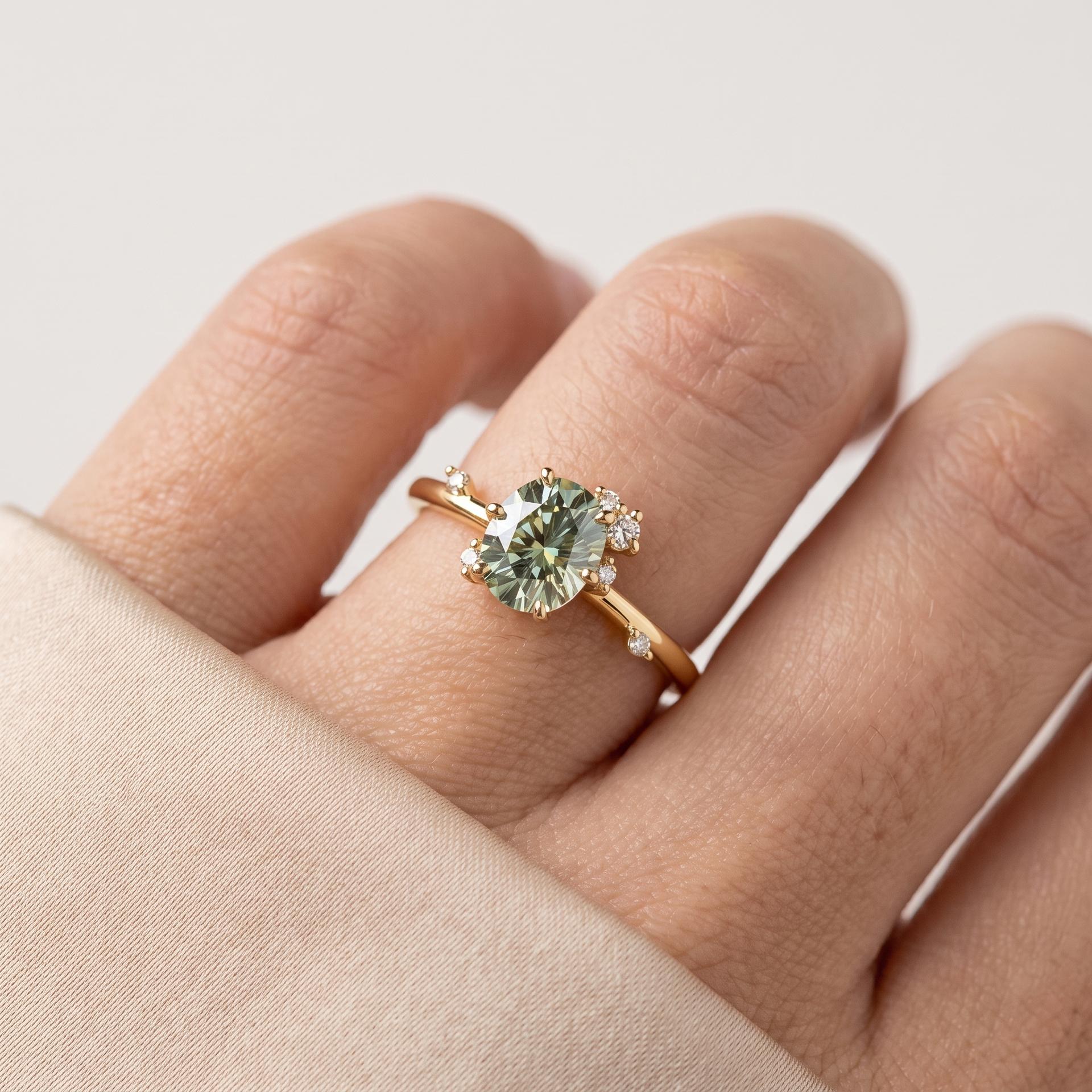 Oval Diamond Accent Ring on model