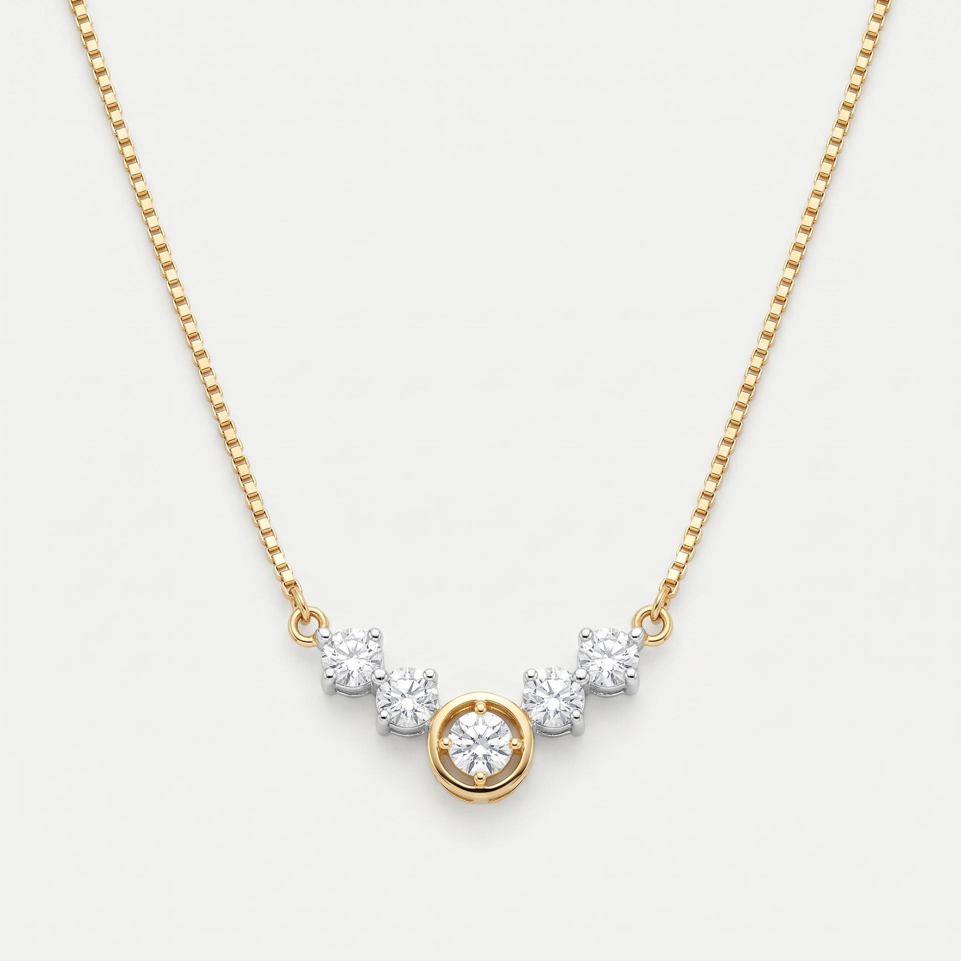 Graduated Round Diamond Bar Link Necklace