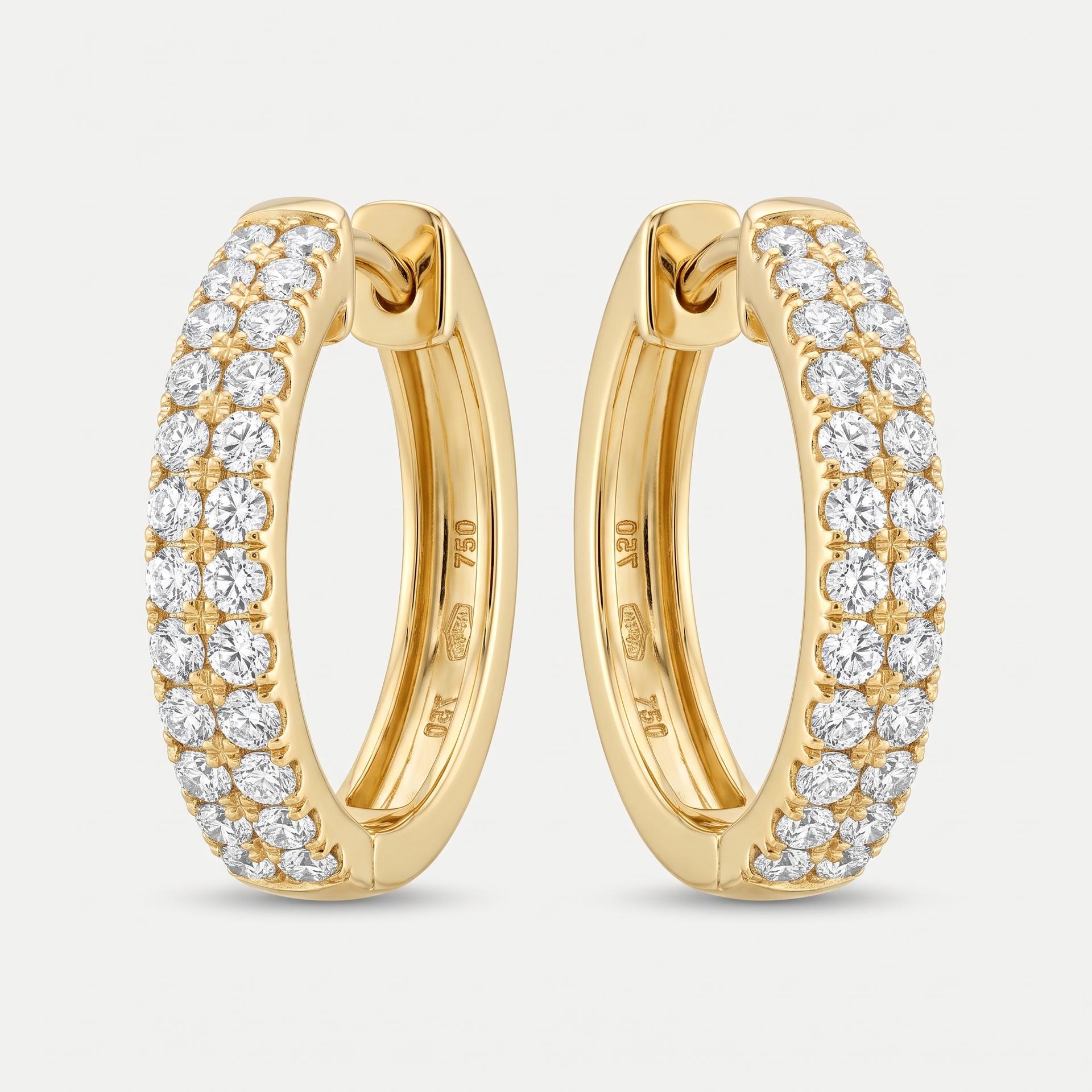 Round Diamond Two-Row Pavé Hoop Earrings