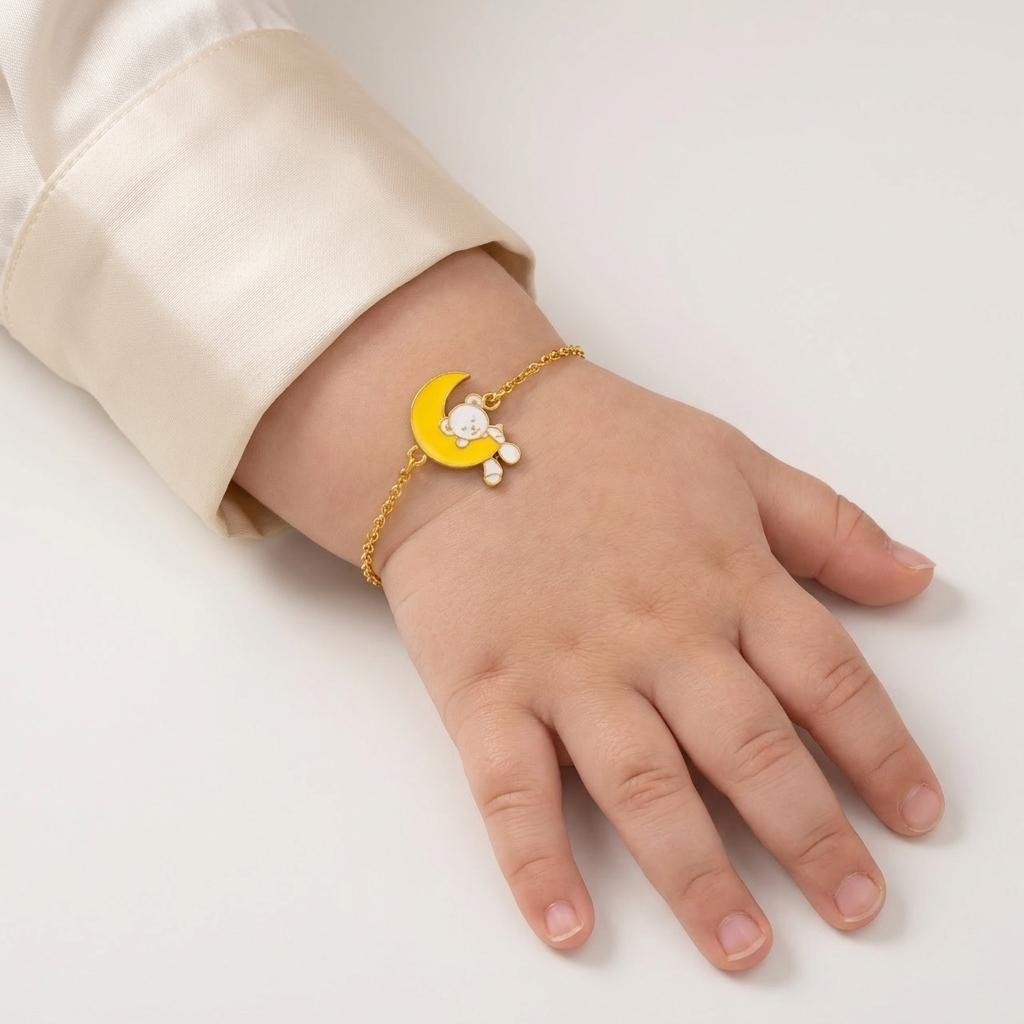 Sleepy Bear — Enamel Moon & Bear Charm Chain Bracelet 2