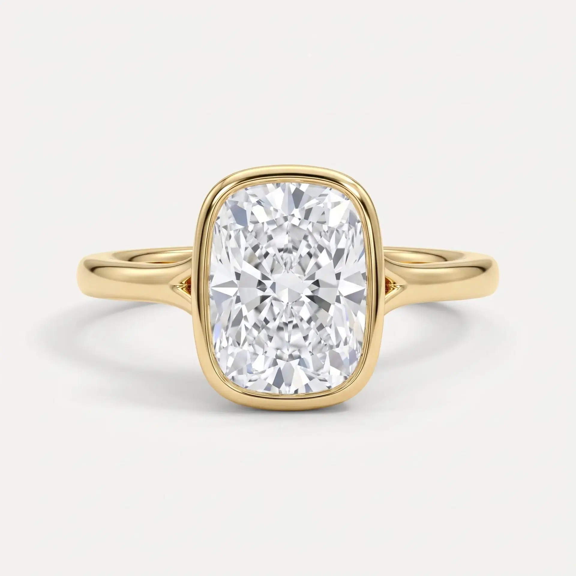 Elongated Cushion Diamond Bezel Solitaire Ring
