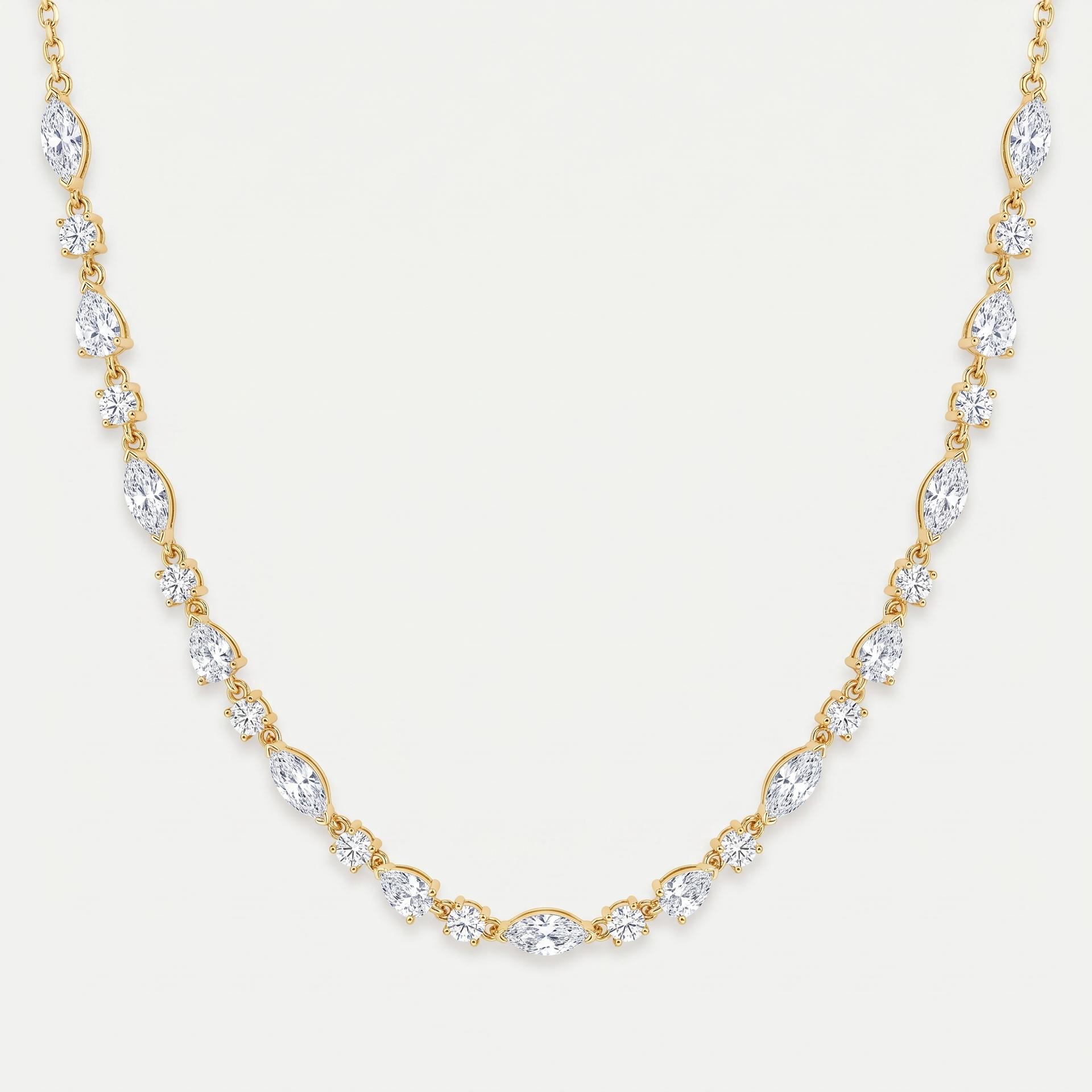 Mixed Cut Diamond Floating Station Necklace