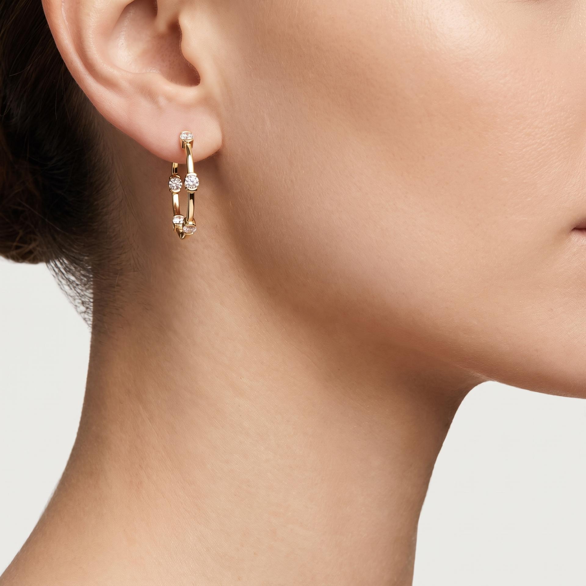 Round Diamond Station Hoop Earrings 2