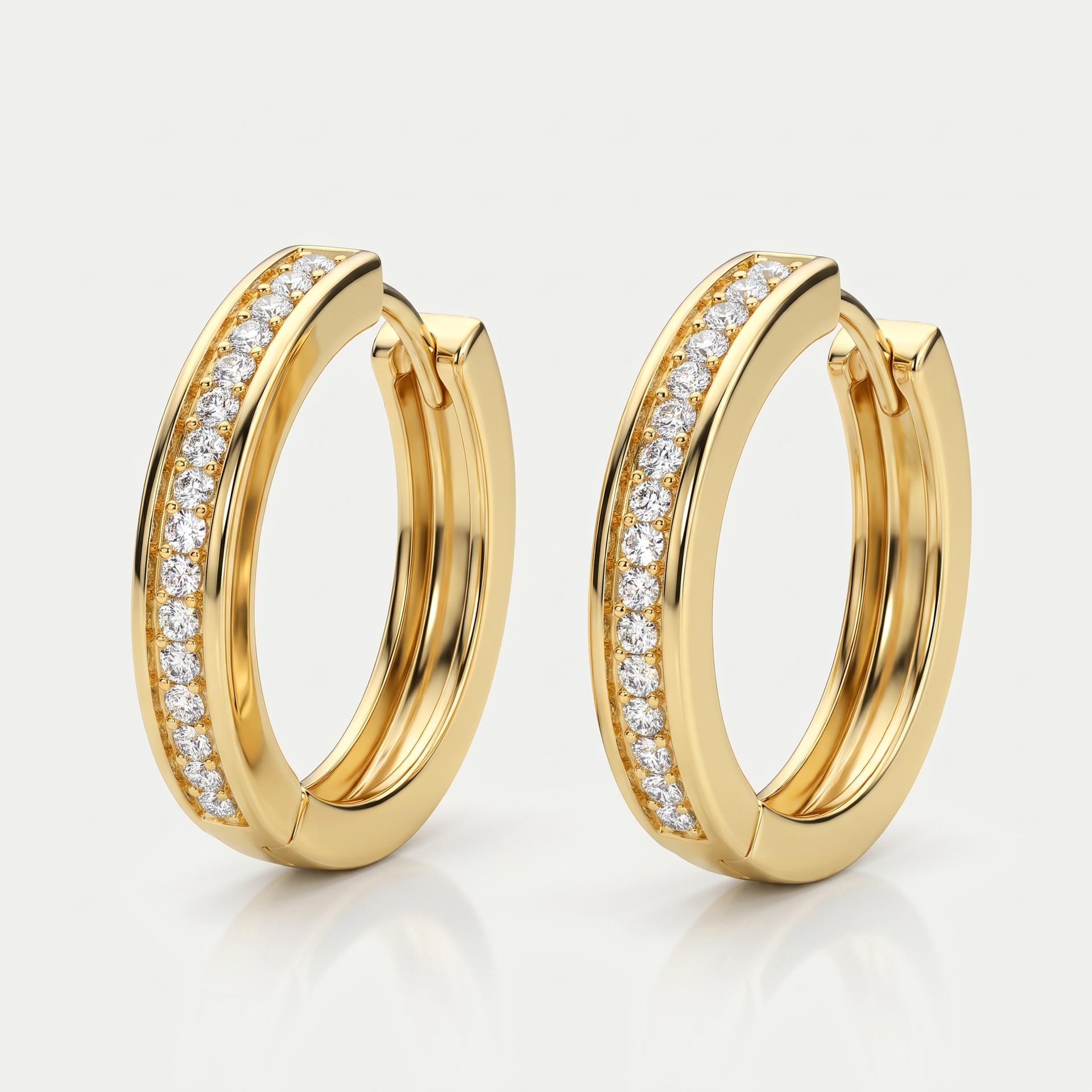Round Diamond Channel Set Huggie Hoop Earrings