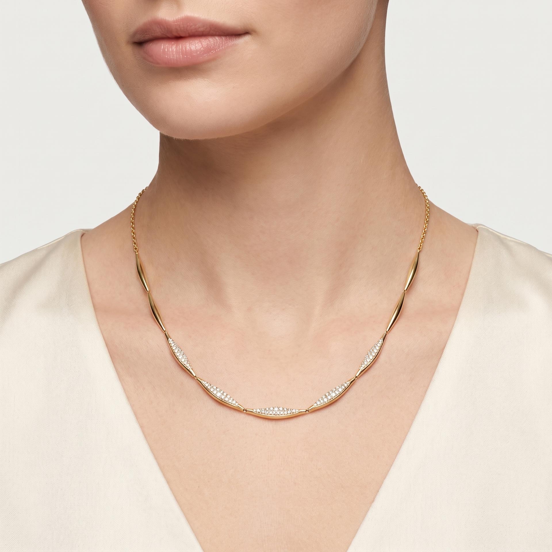 Pavé Diamond Marquise Link Necklace on model