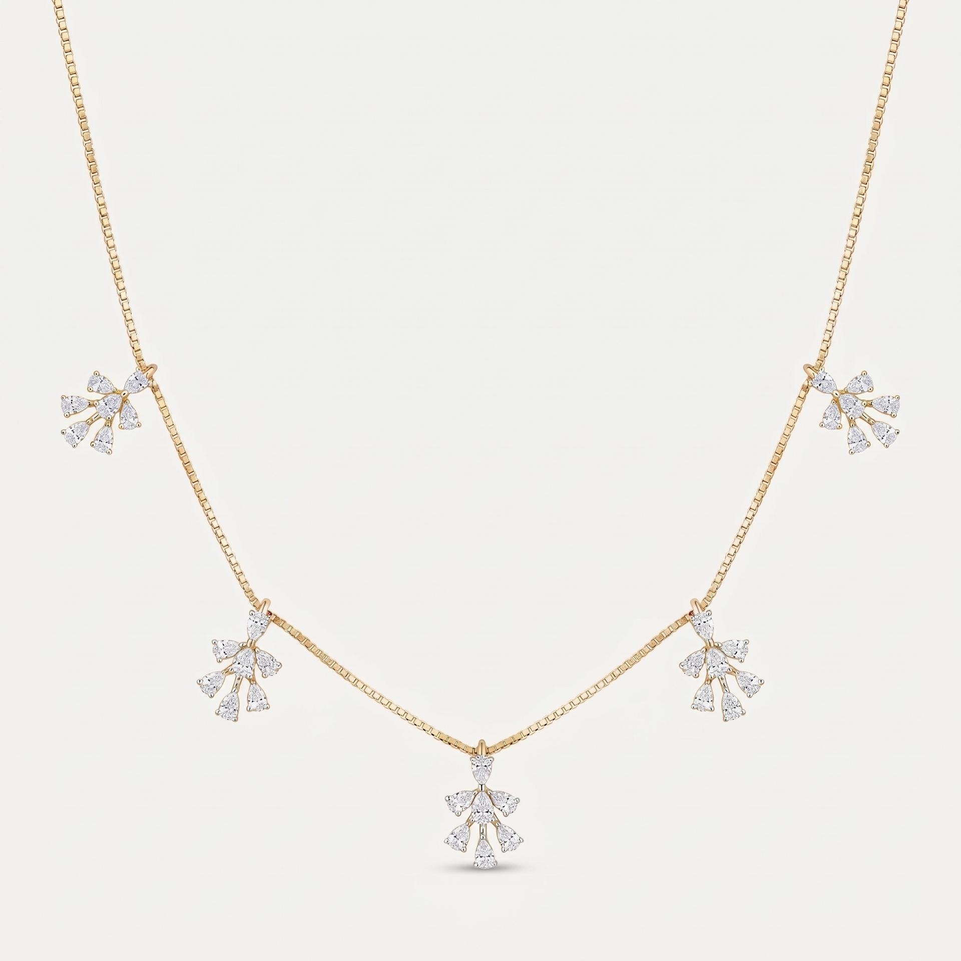 Marquise Diamond Spray Station Necklace