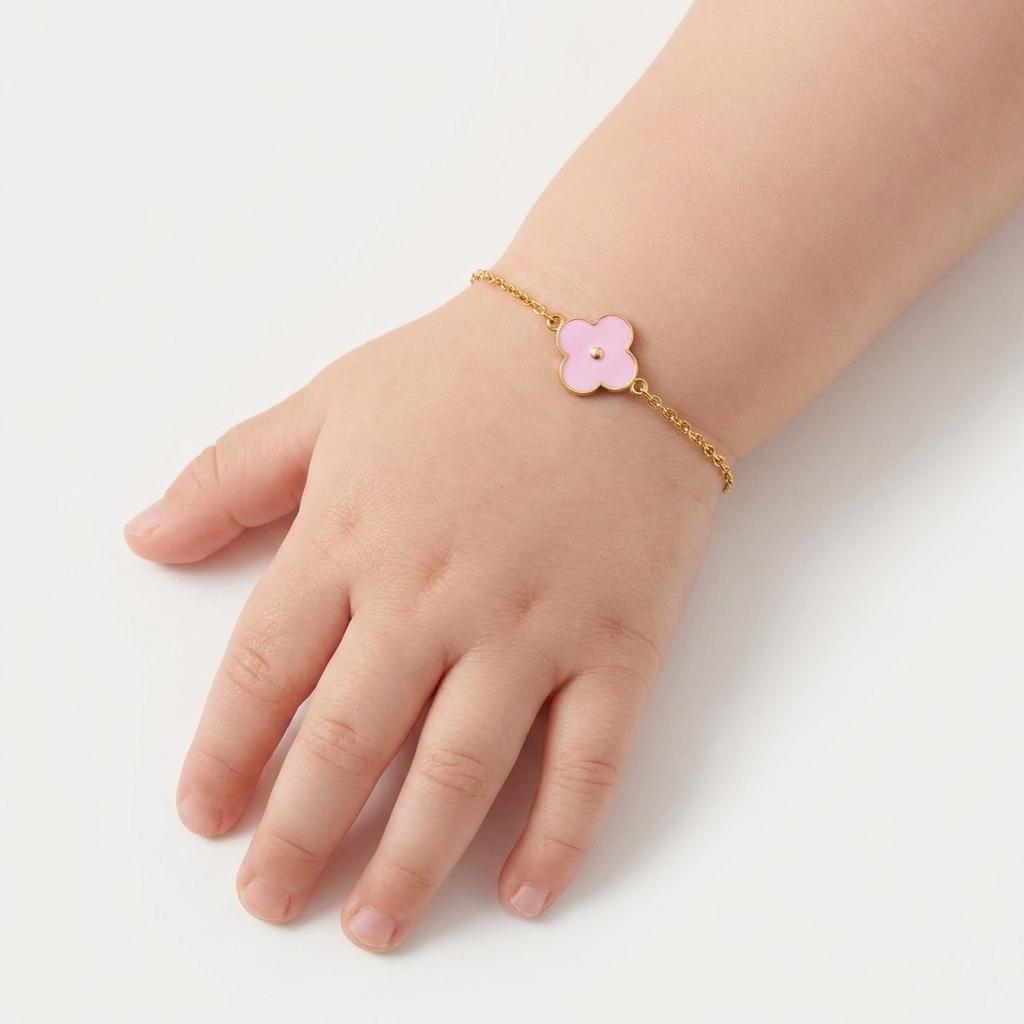 Lucky Clover — Enamel Clover Charm Chain Bracelet 3