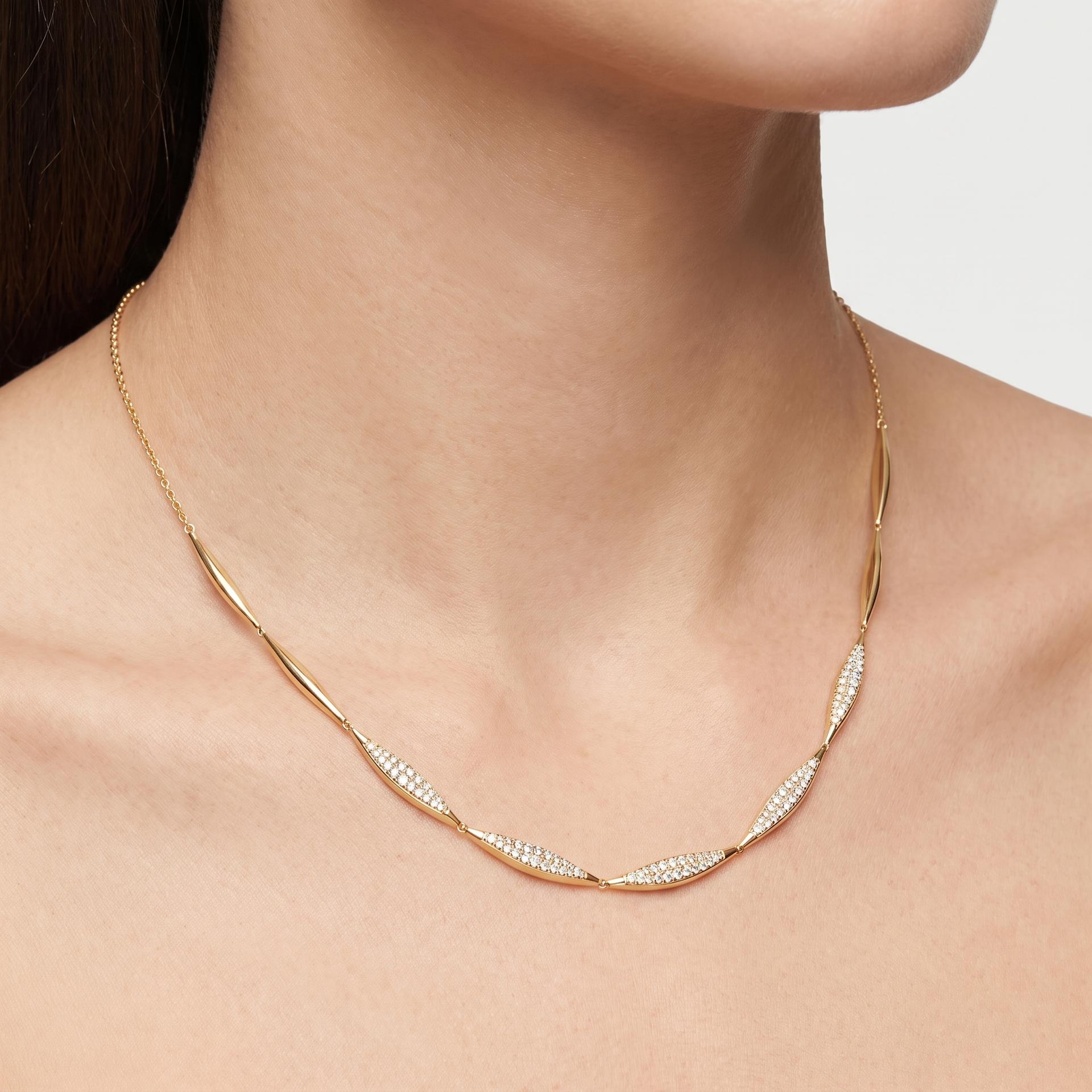 Pavé Diamond Marquise Link Necklace on model