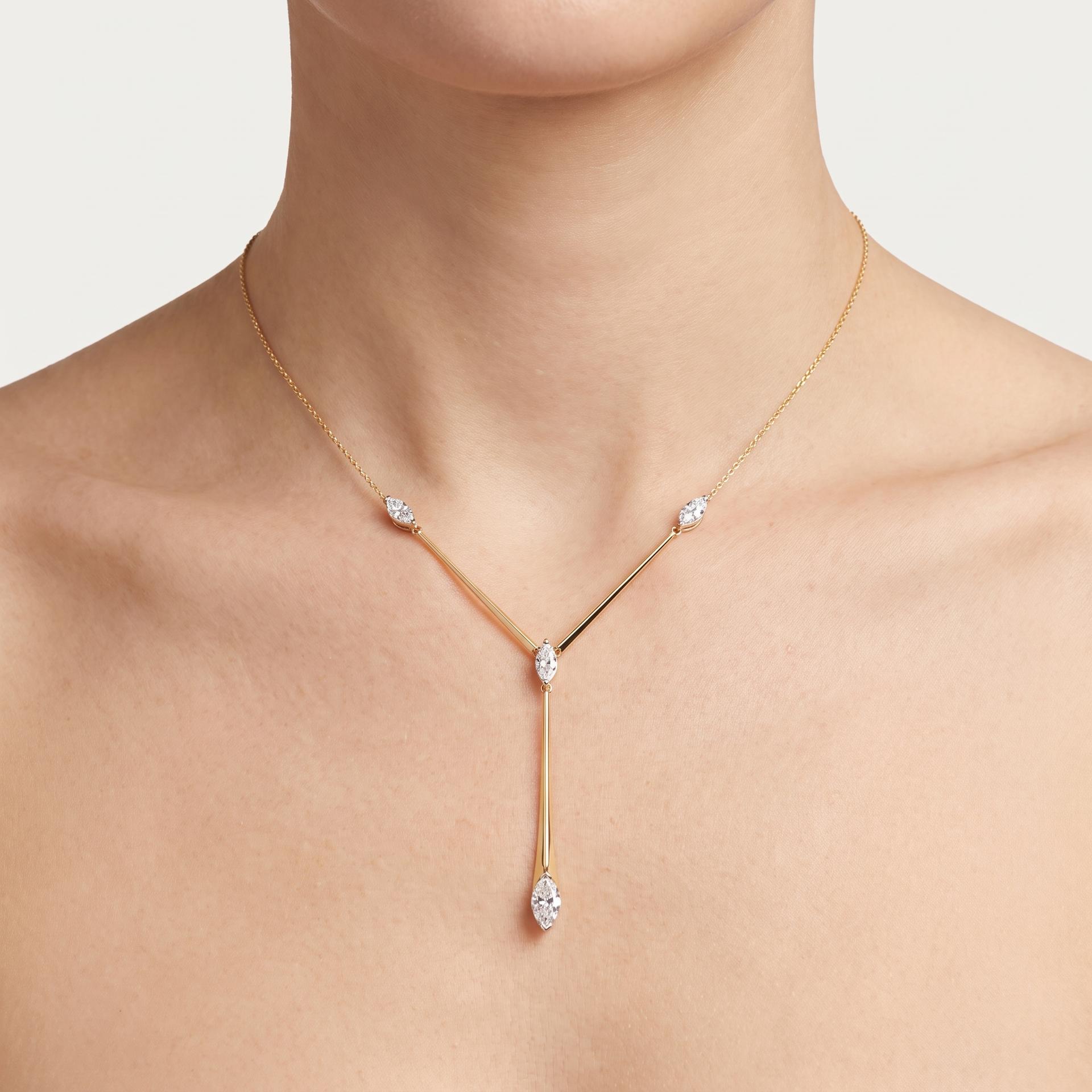 Marquise Diamond Bar Y-Necklace on model