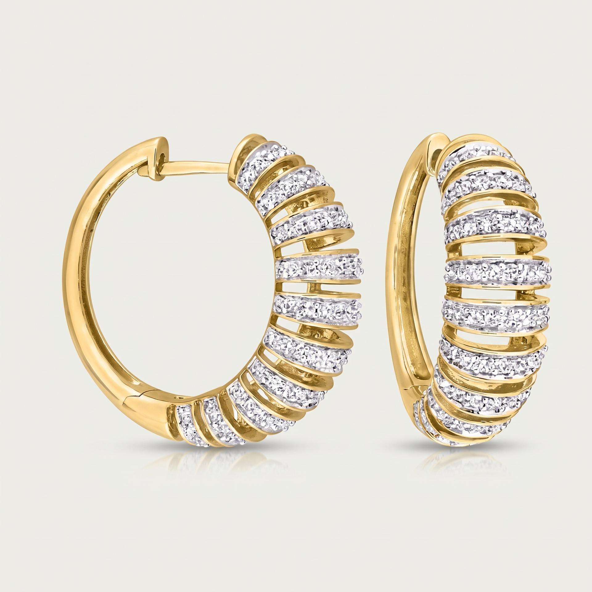 Round Diamond Fluted Hoop Earrings 3