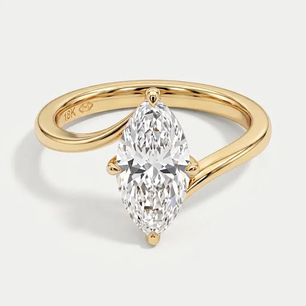 Marquise Diamond Bypass Solitaire Ring
