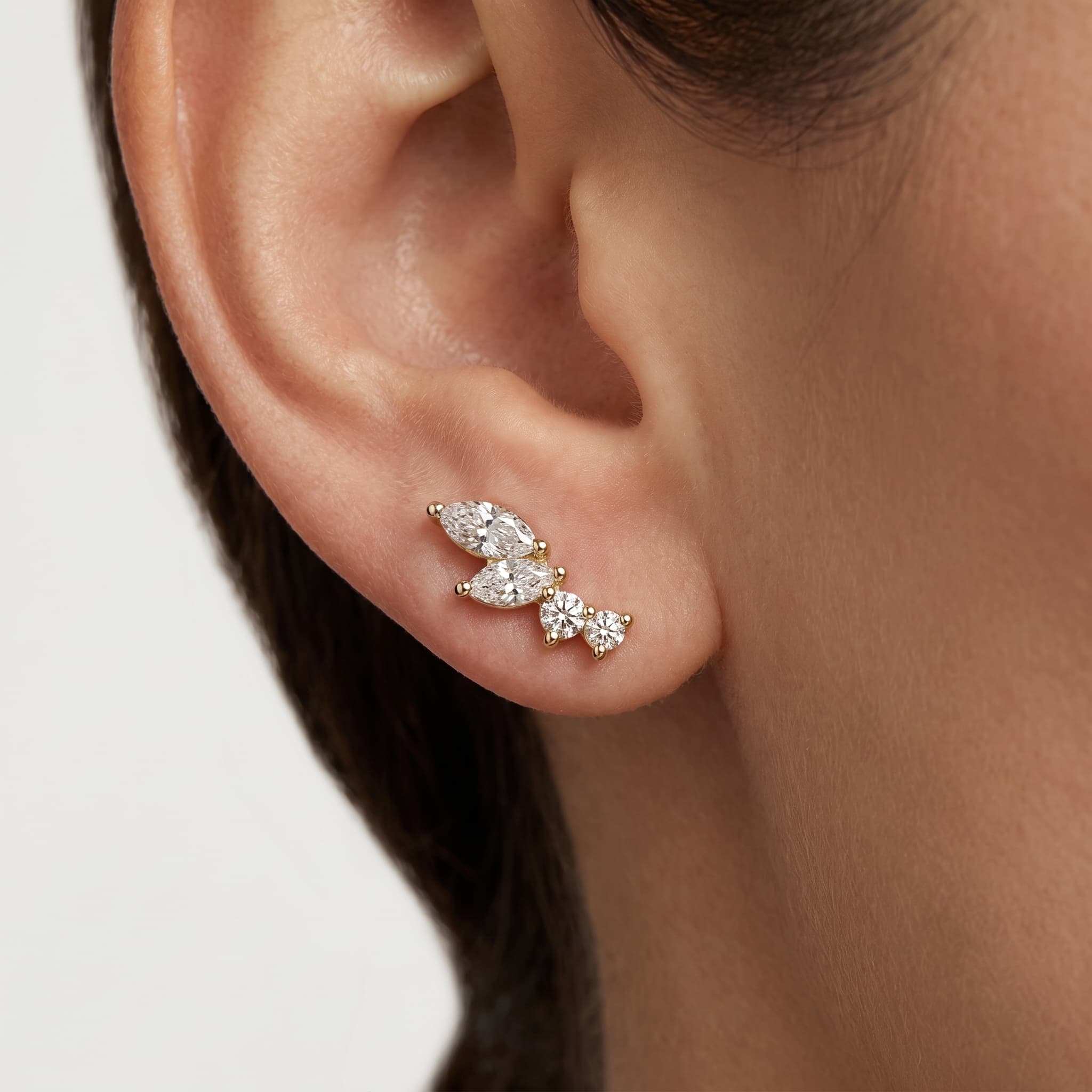 Goddess Diana Minimal Diamond Ear Studs on model
