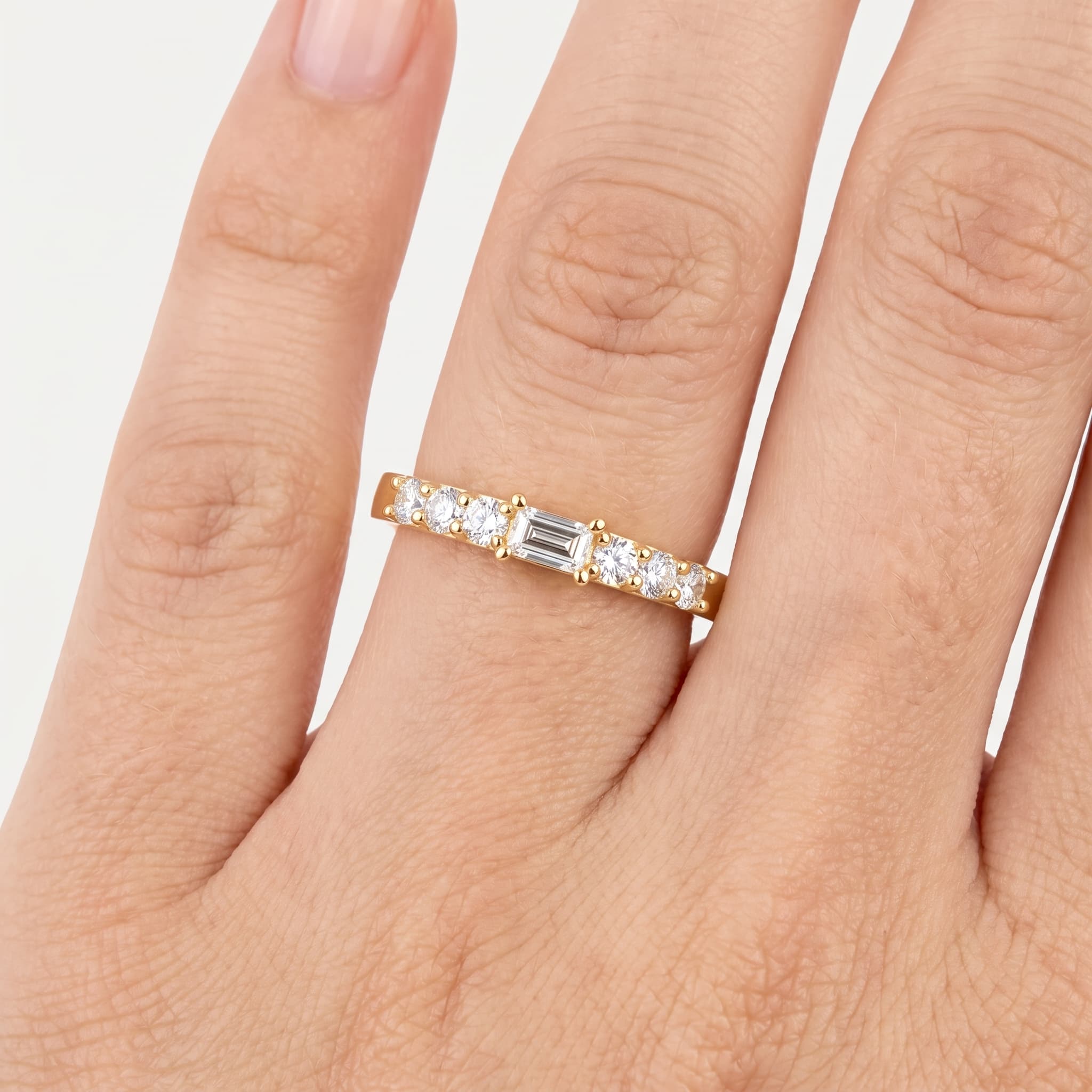 Line of Light — Baguette & Round Diamond Eternity Band thumbnail 4