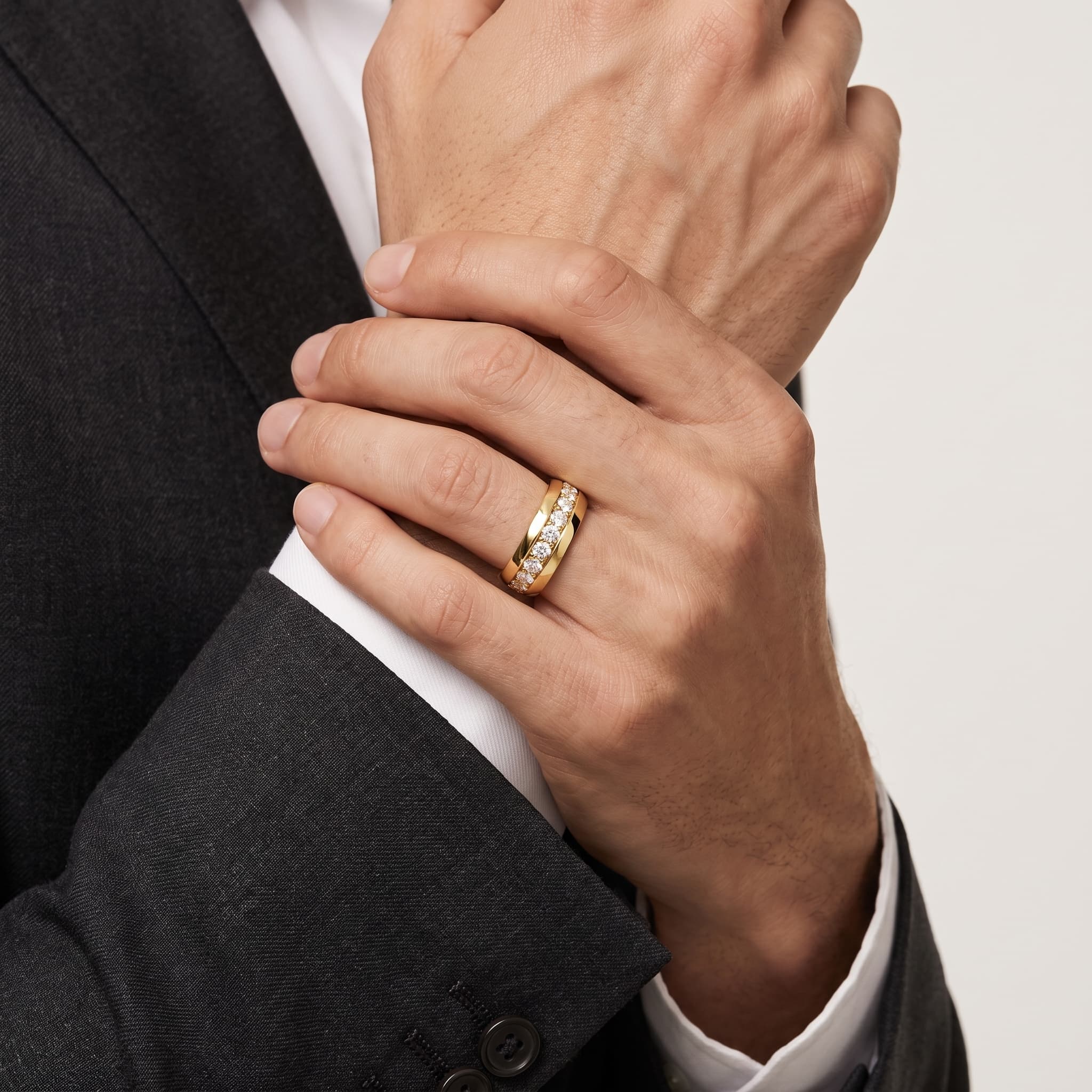 Steadfast — Round Diamond Channel Men's Wedding Ring thumbnail 3