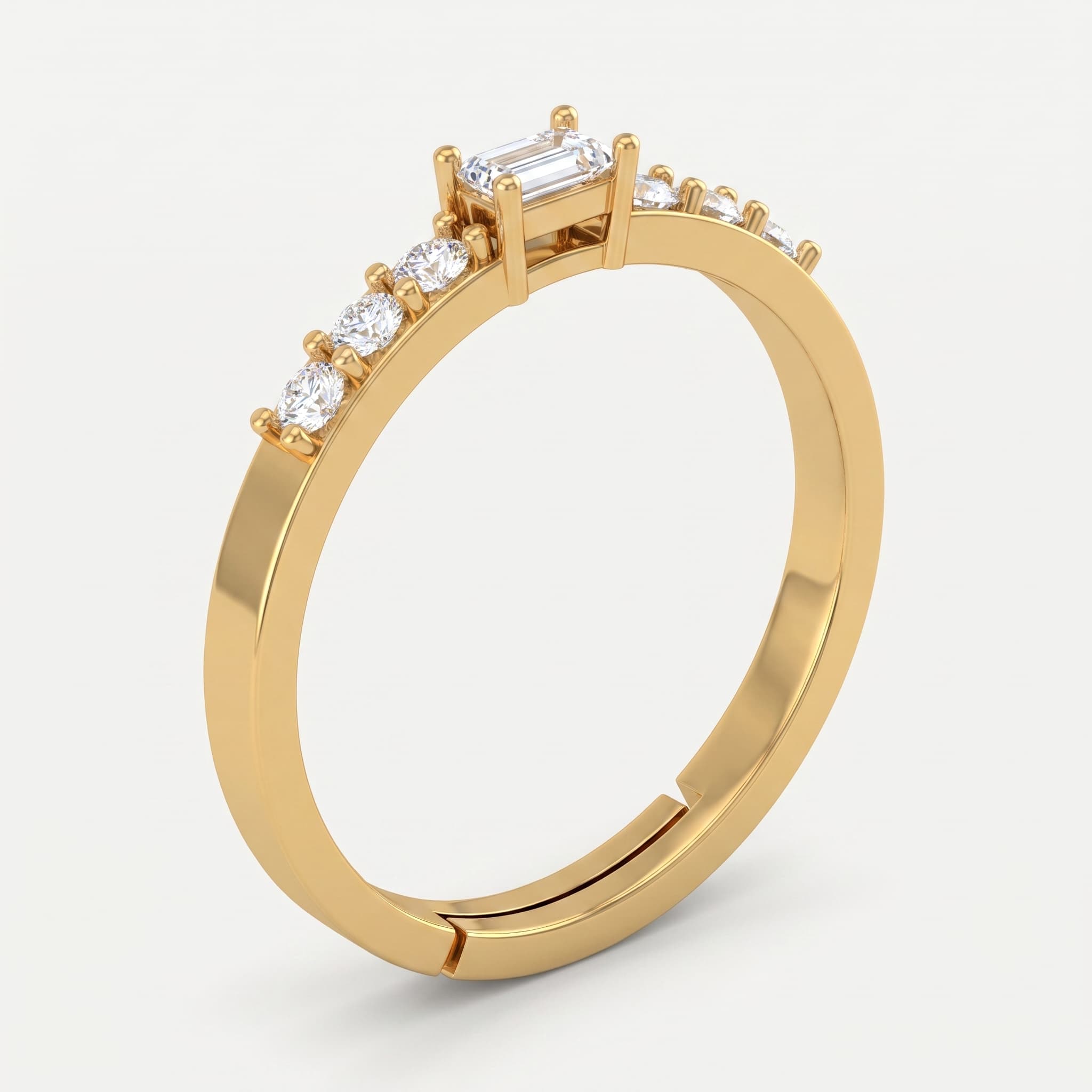 Line of Light — Baguette & Round Diamond Eternity Band on model