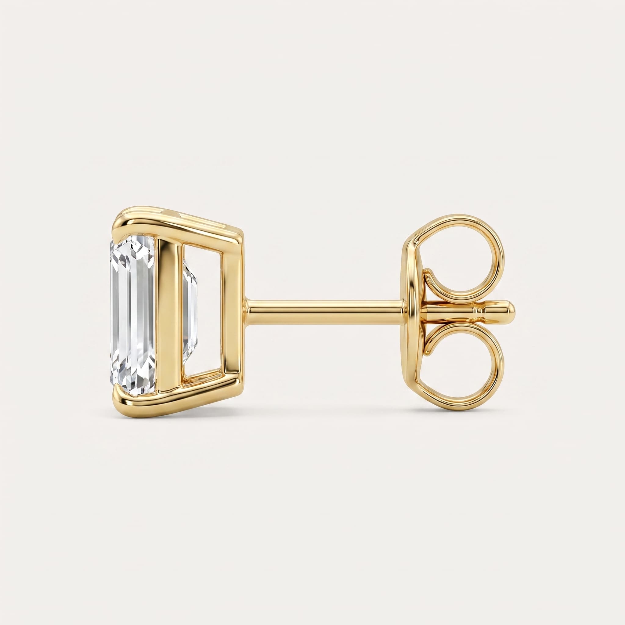 Still Waters — Emerald Cut Diamond Stud Earrings on model