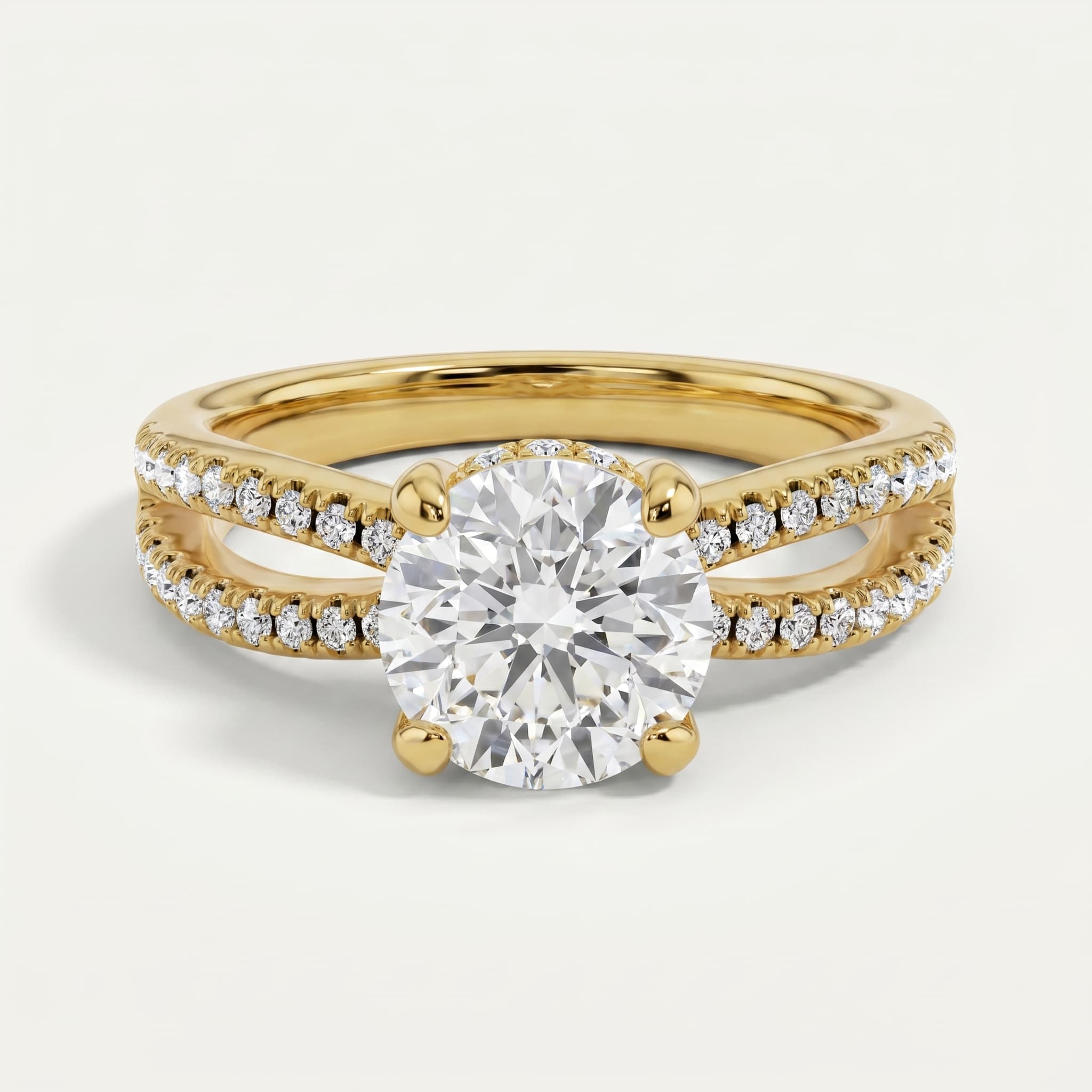 Two Halves, One Heart — Round Diamond Split Shank Ring