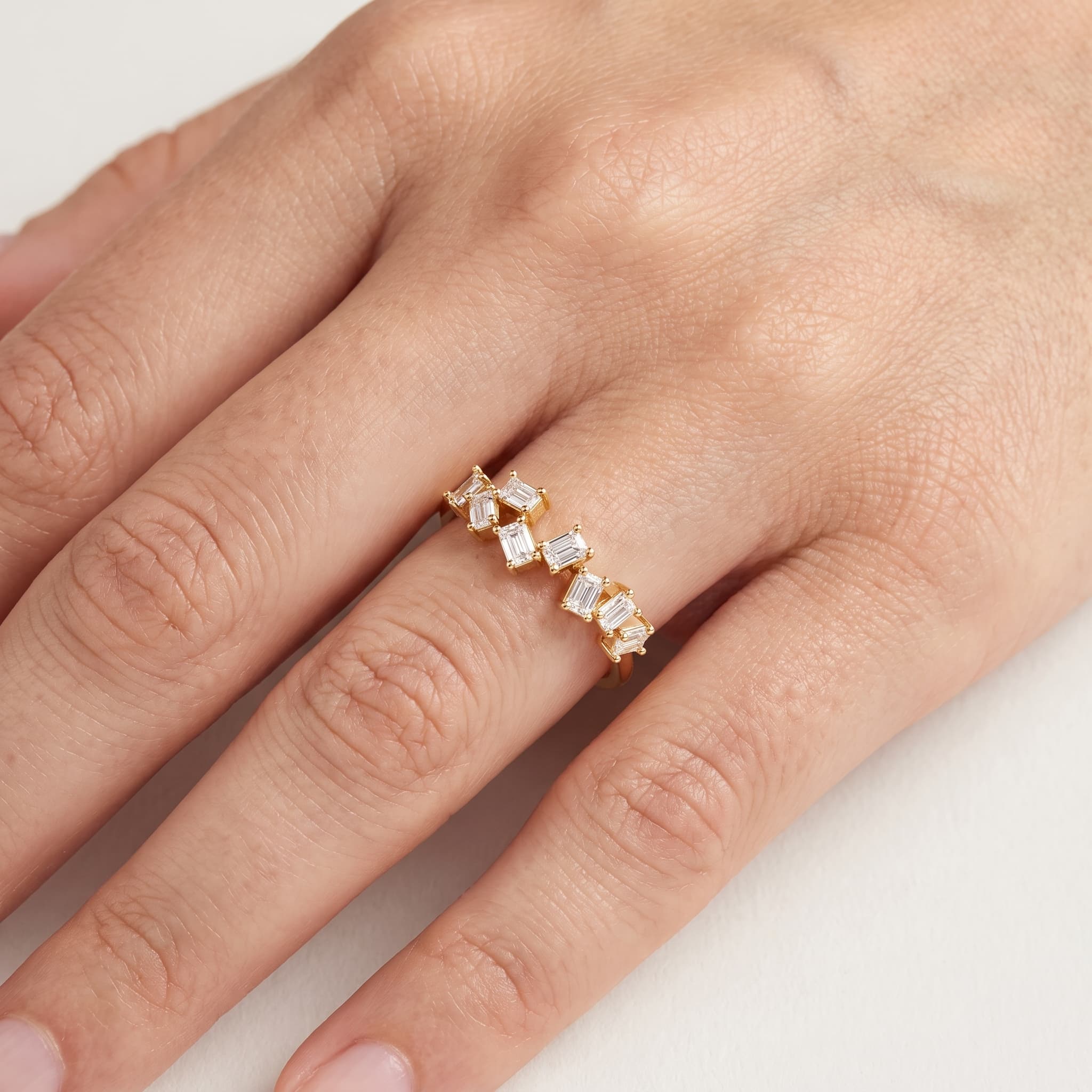 Scatter Song — Emerald Cut Diamond Cluster Band thumbnail 3