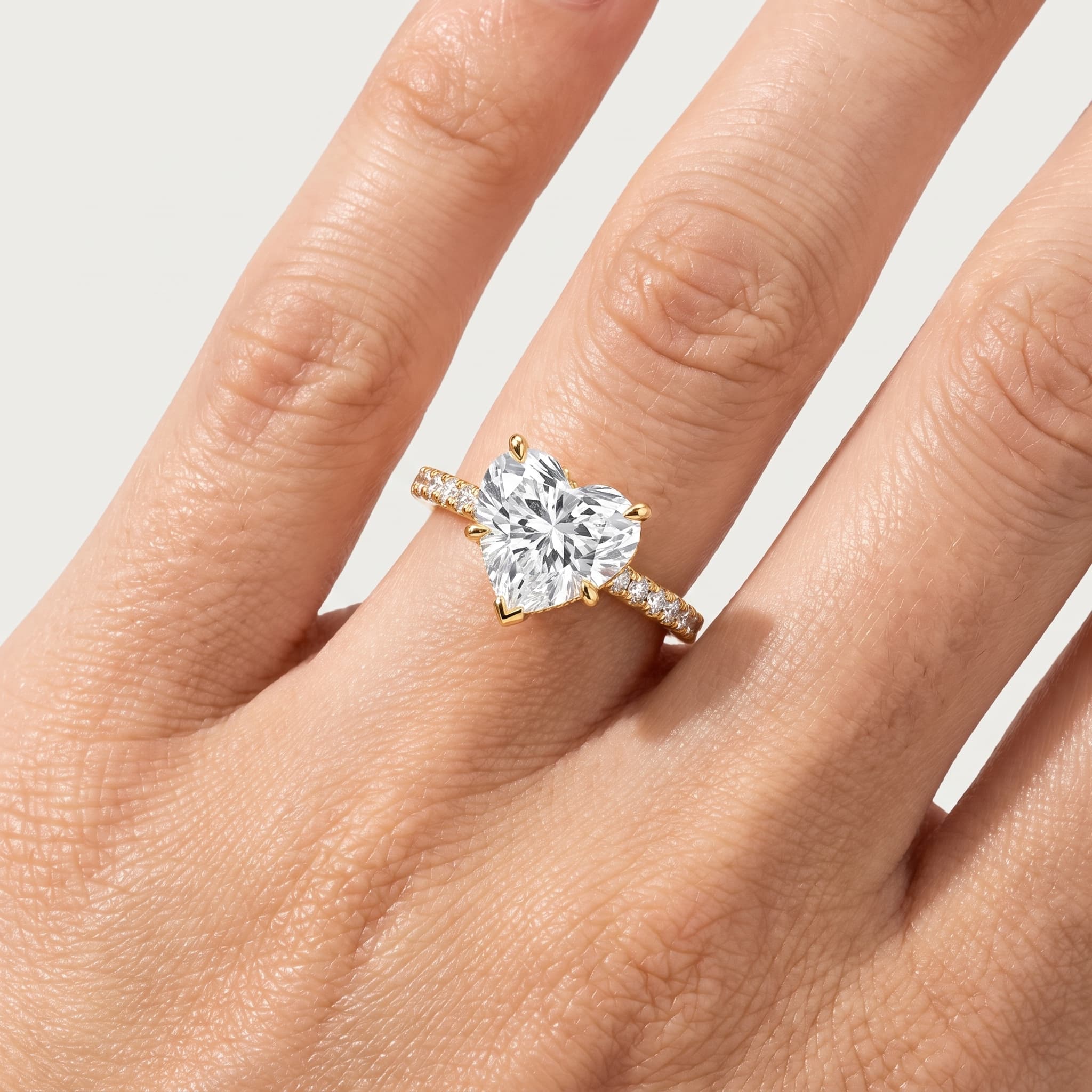 Sweetheart — Heart Diamond Hidden Halo Ring with Pavé Shank thumbnail 4