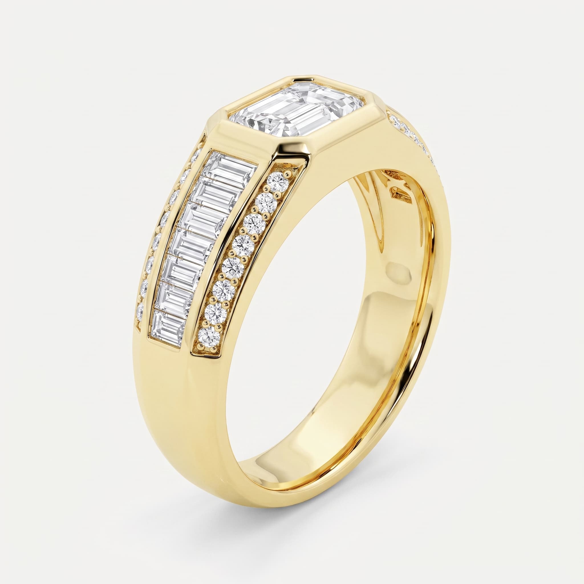 Crown Jewel — Emerald Cut Diamond Wedding Ring on model