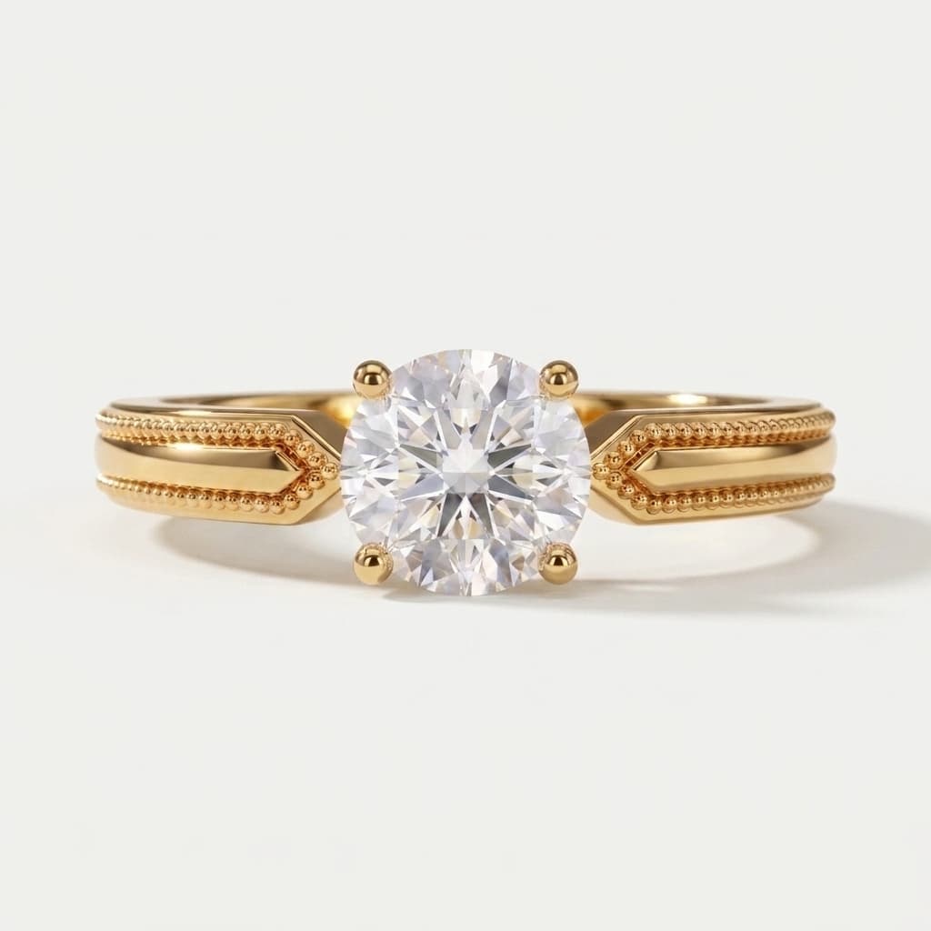 Vintage Vow — Round Diamond Milgrain Solitaire Ring