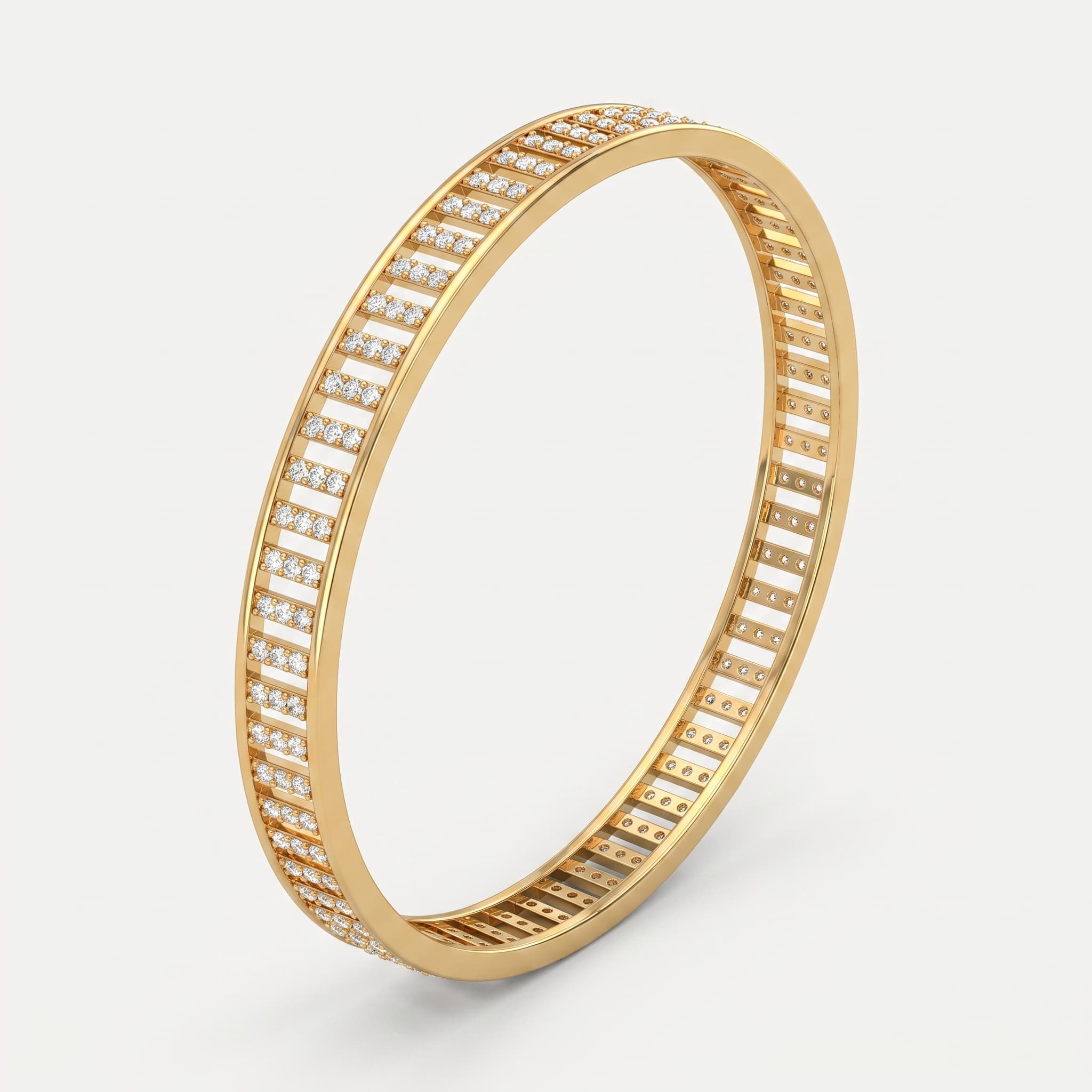 Piano Key — Striped Diamond Channel Bangle on model