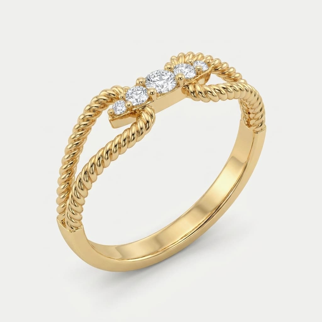 Lover's Knot — Diamond Bow Twisted Rope Ring on model
