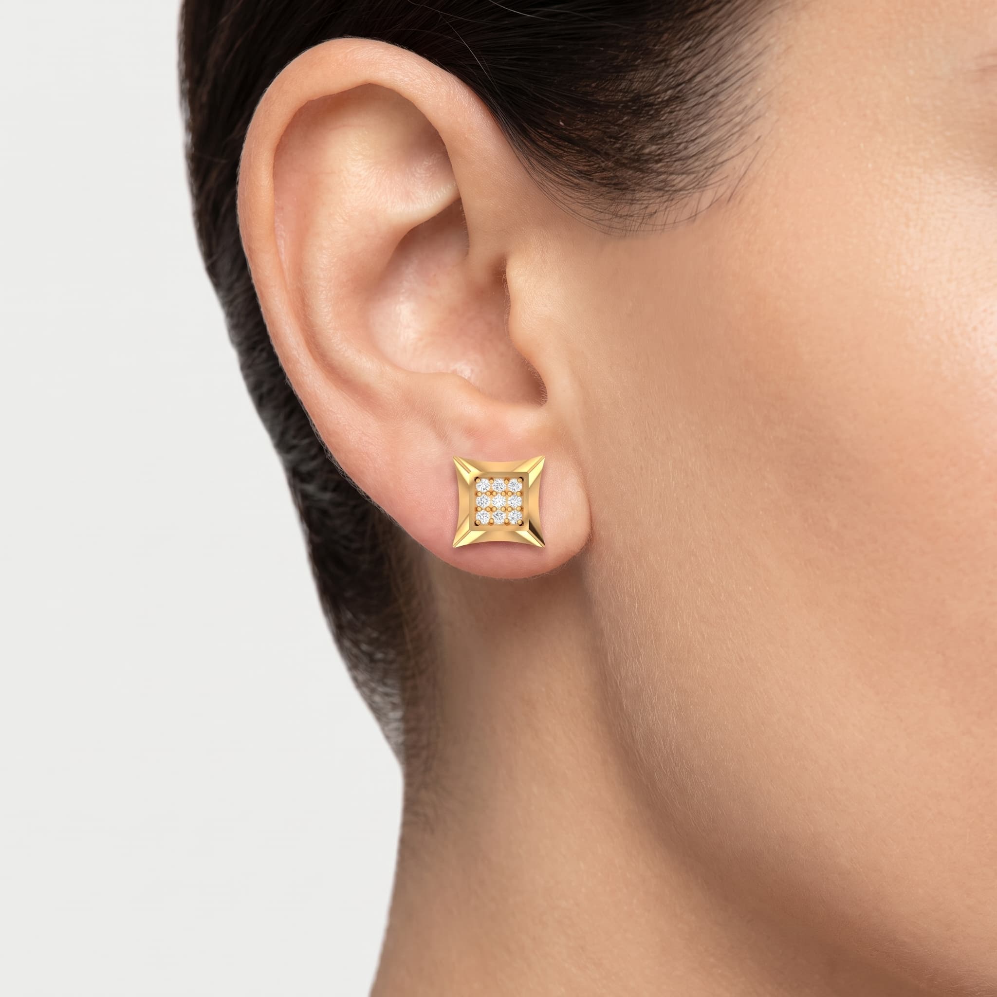 Pinpoint — Round Diamond Pavé Kite Stud Earrings thumbnail 4