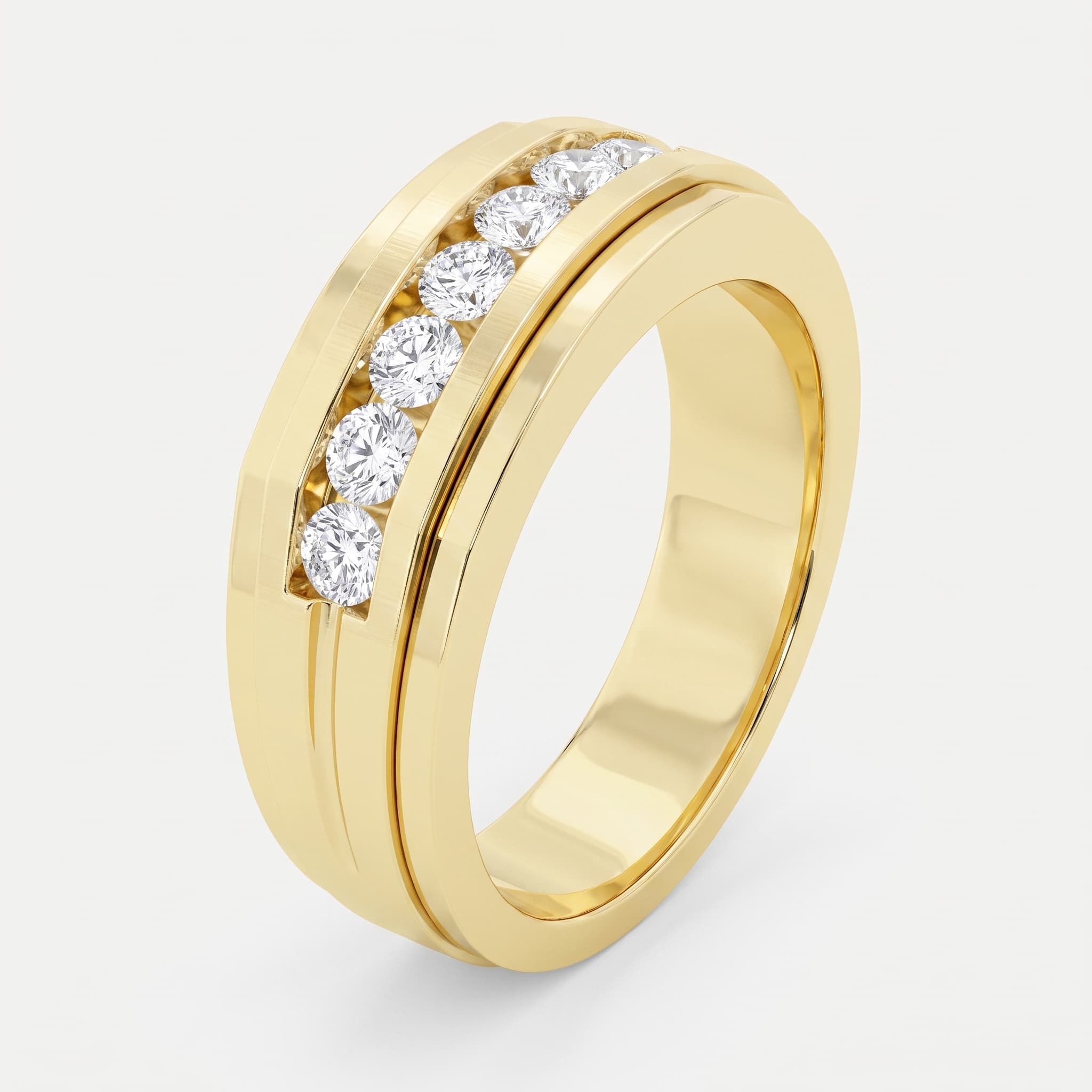 Seven Vows — Round Diamond Seven-Stone Channel Wedding Band on model