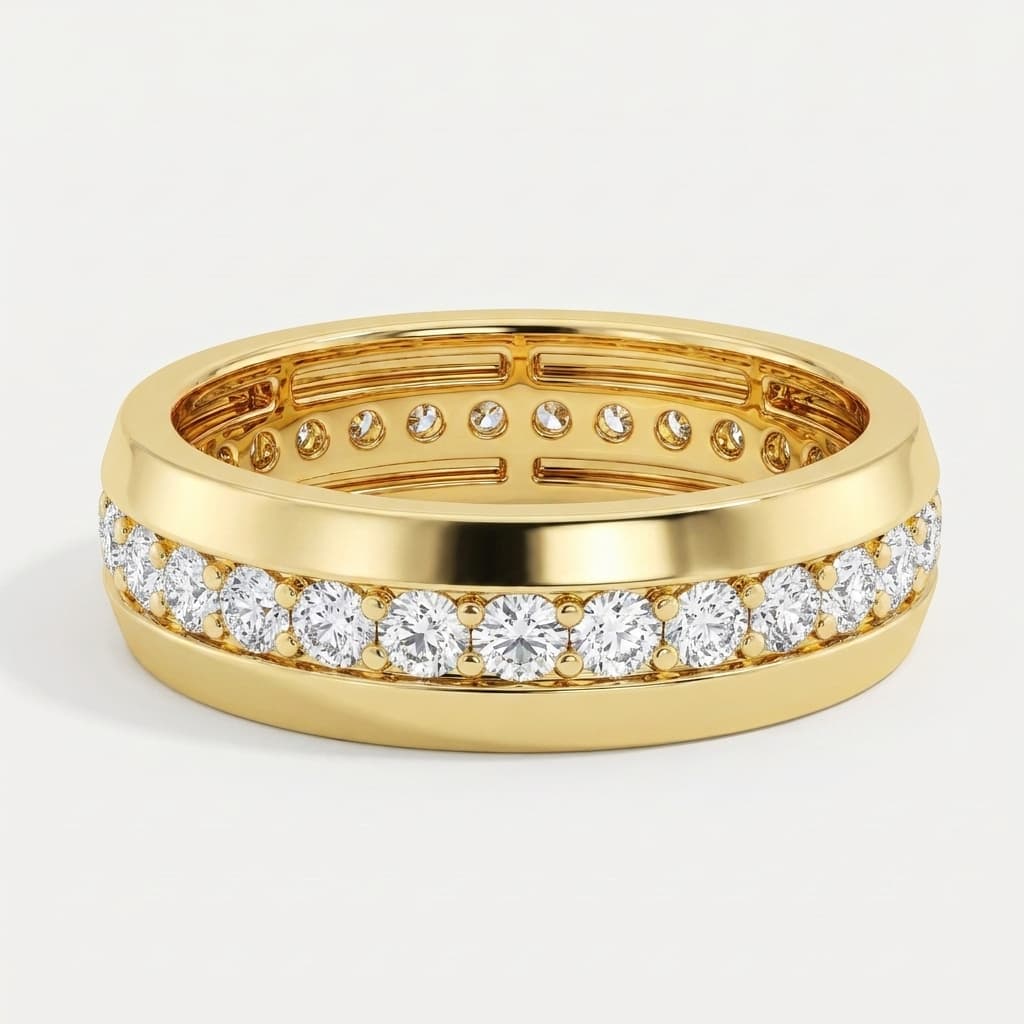 Steadfast — Round Diamond Channel Men's Wedding Ring