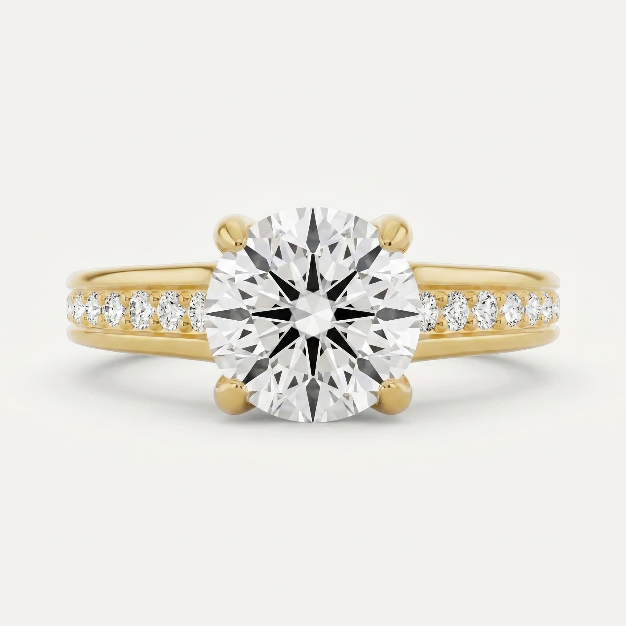 Stardust Path — Round Diamond Side Stone Ring