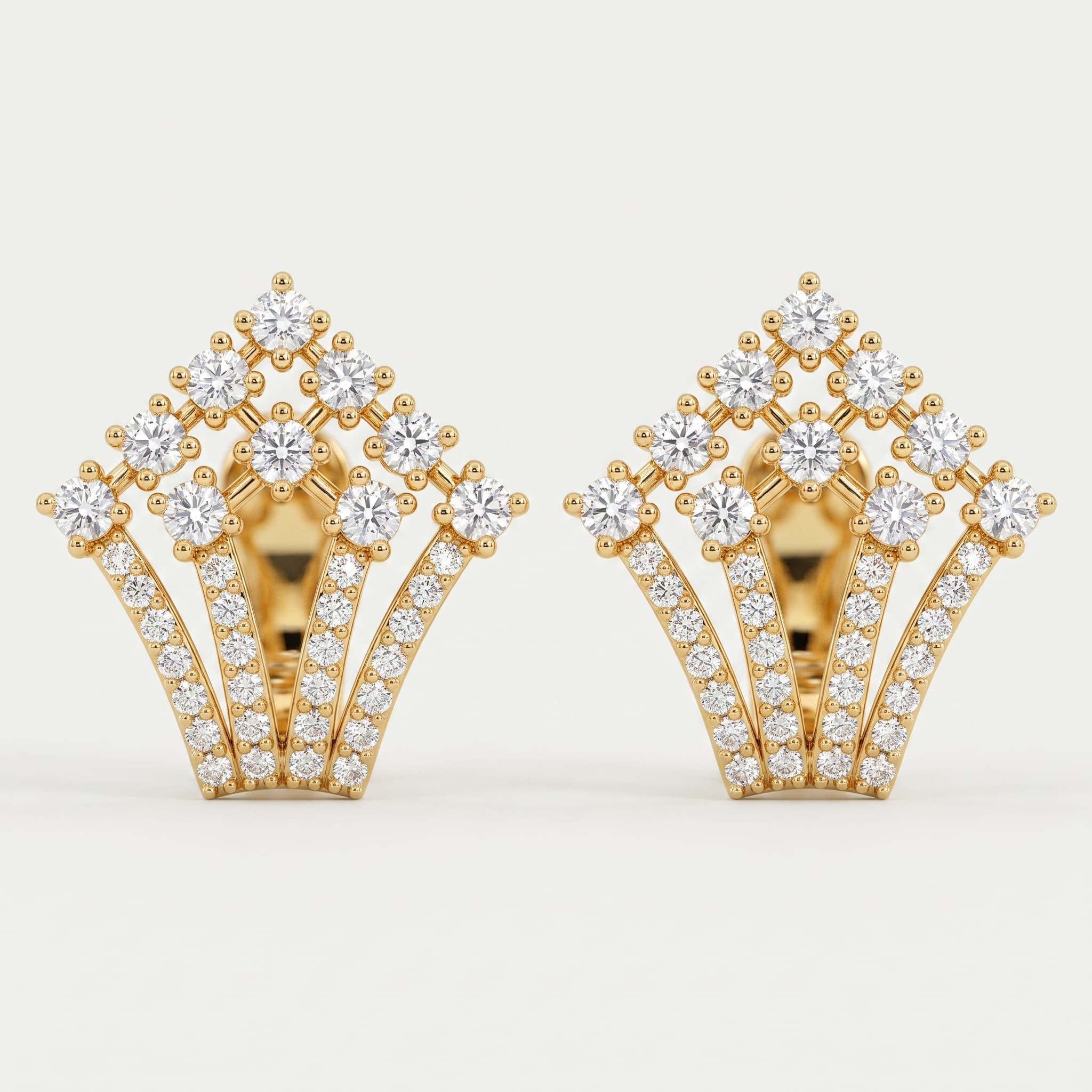 Radiant Fan — Diamond Chandelier Stud Earrings